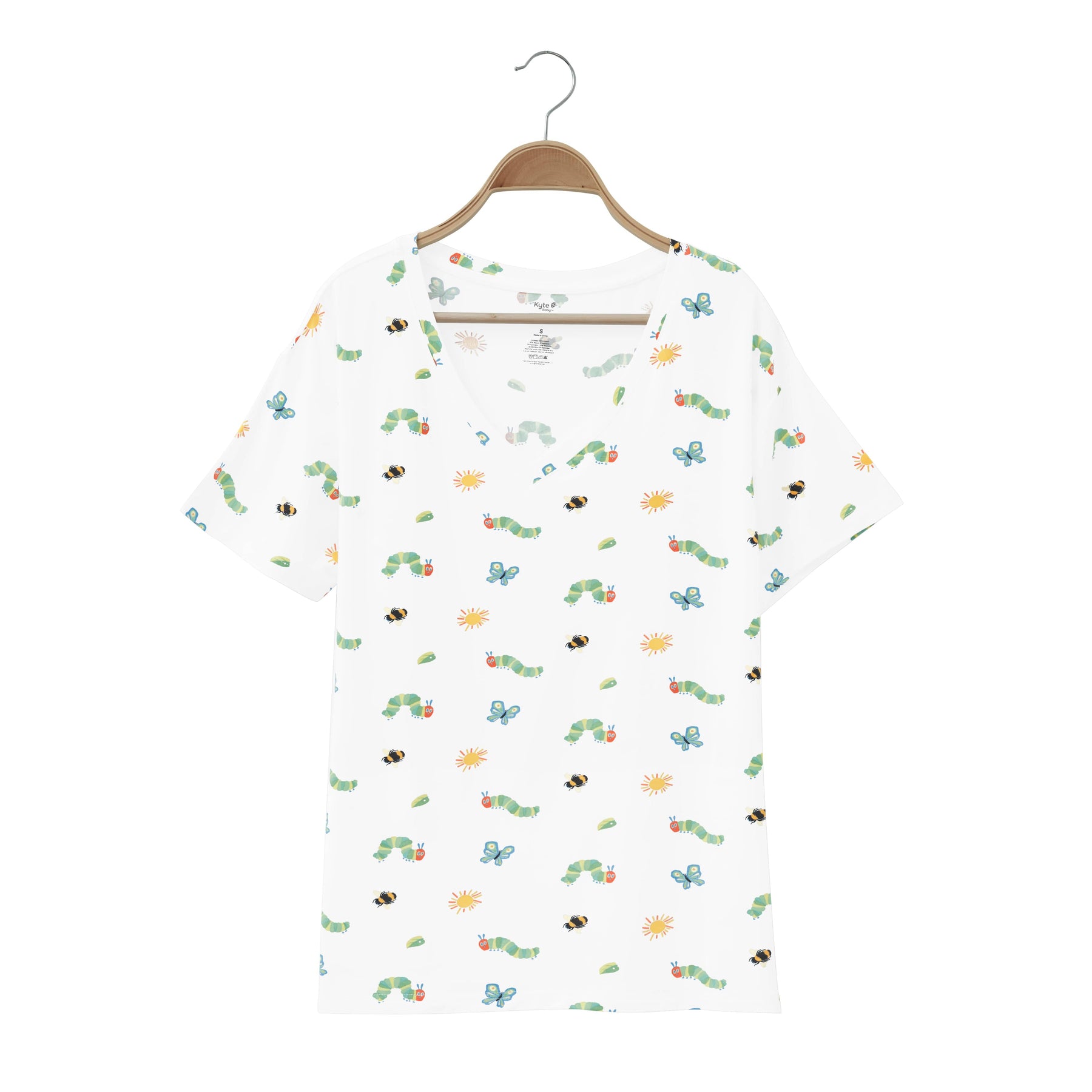 Kyte Baby Women's V-Neck Women’s Relaxed Fit V-Neck in The Very Hungry Caterpillar™ and Friends