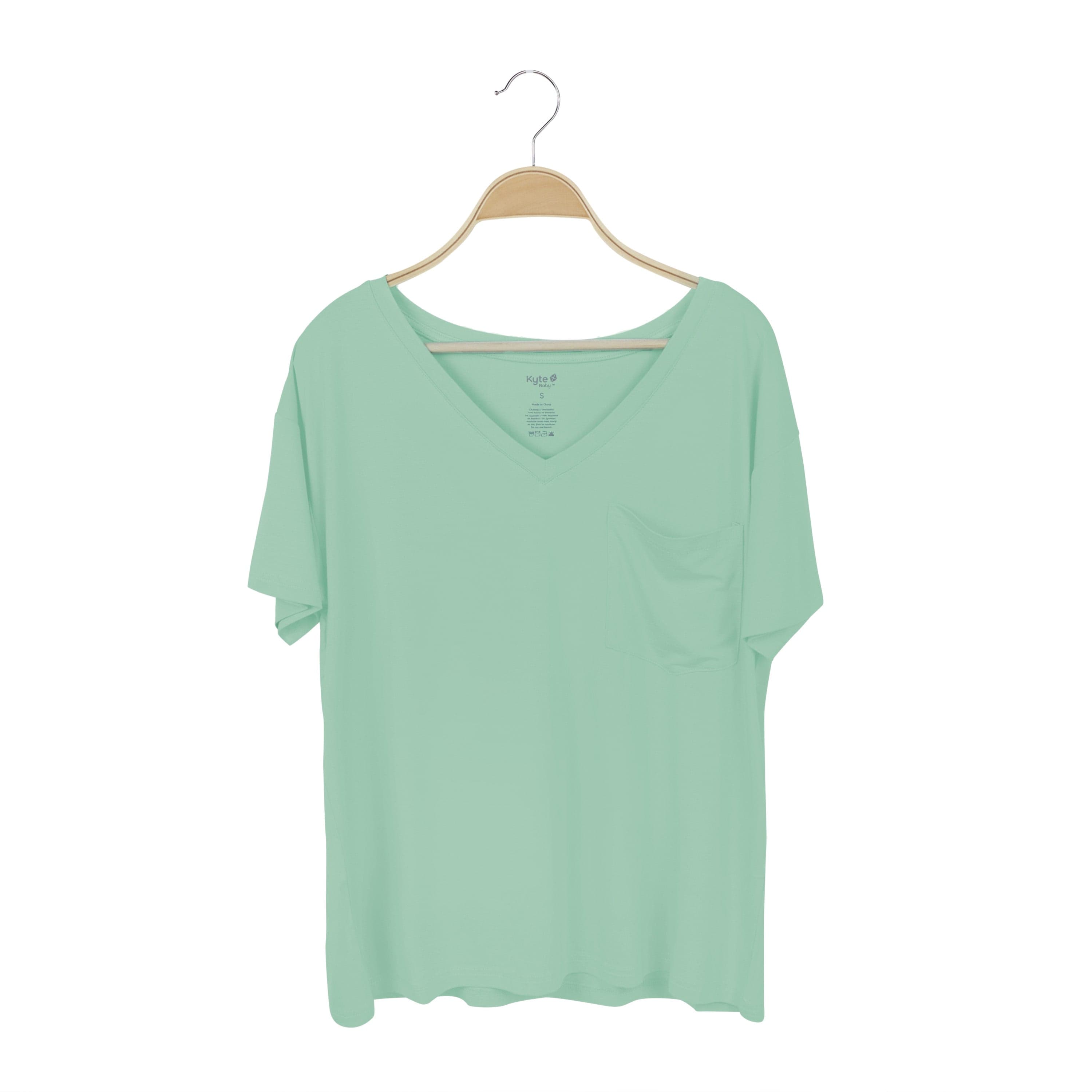 Kyte Baby Women's V-Neck Women’s Relaxed Fit V-Neck in Wasabi