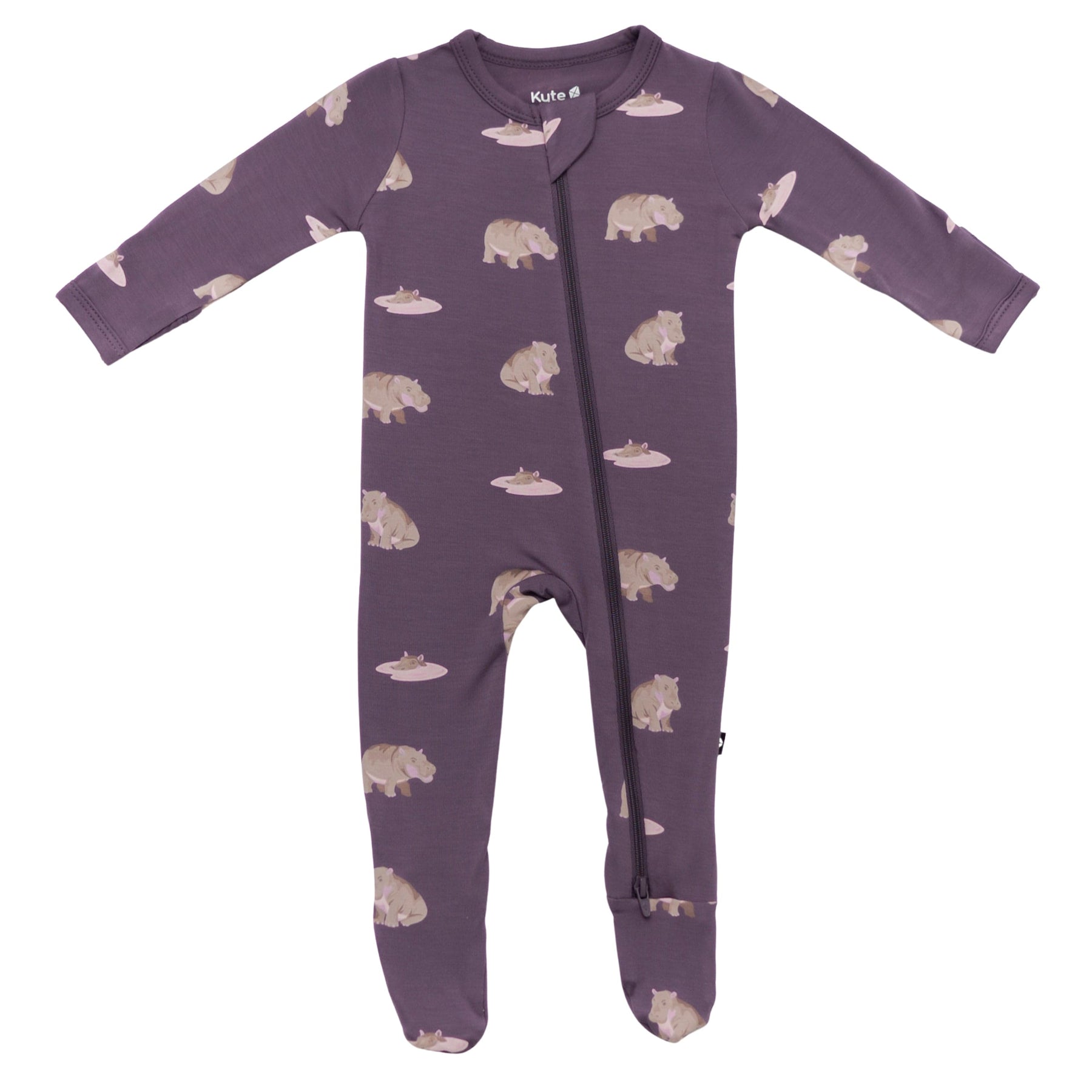 Kyte Baby Zippered Footies Zippered Footie in Baby Hippo