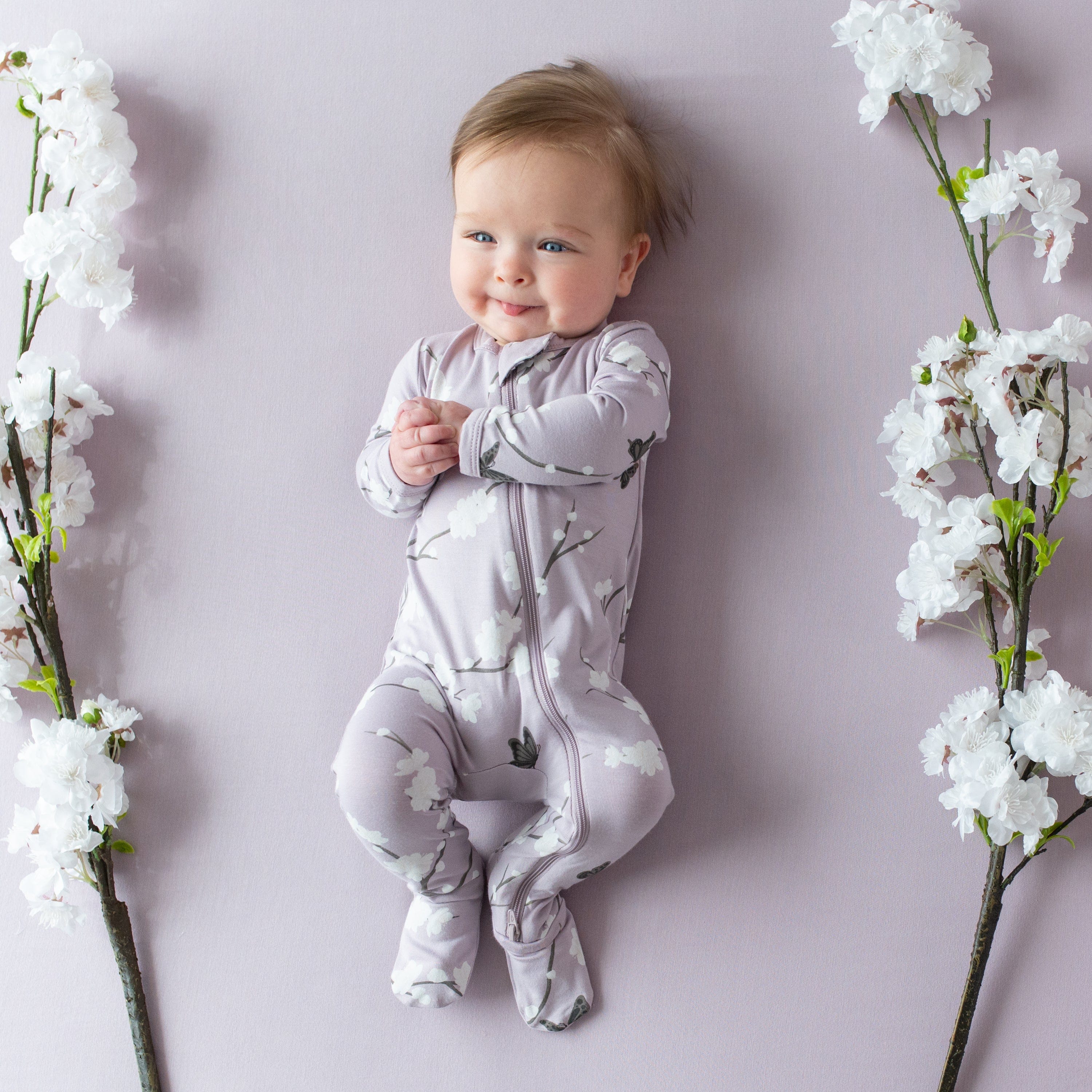 Kyte Baby Eucalyptus Printed Zipper Footie - Newborn - Destination