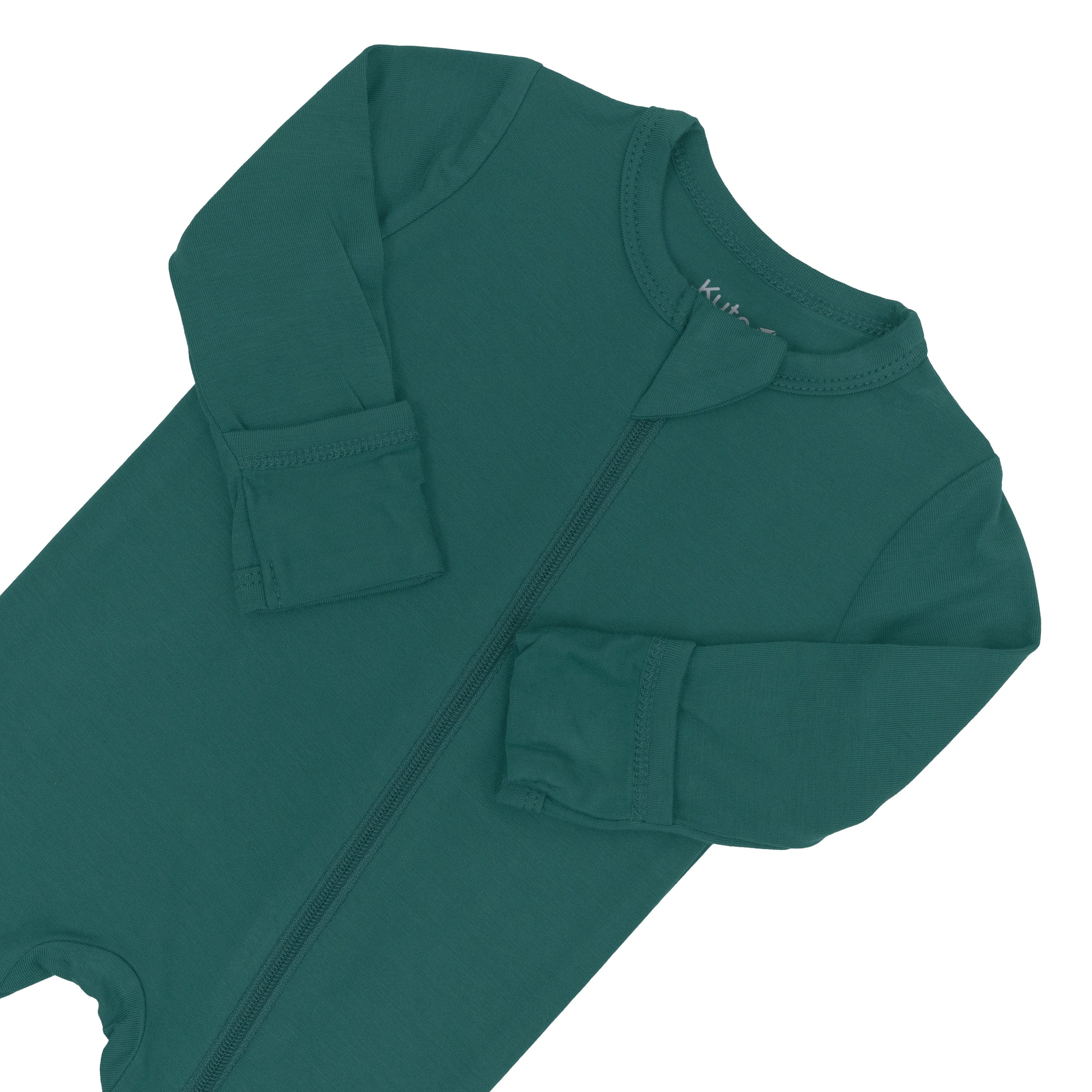 Kyte Baby Zippered Footie in Emerald with fold over cuffs