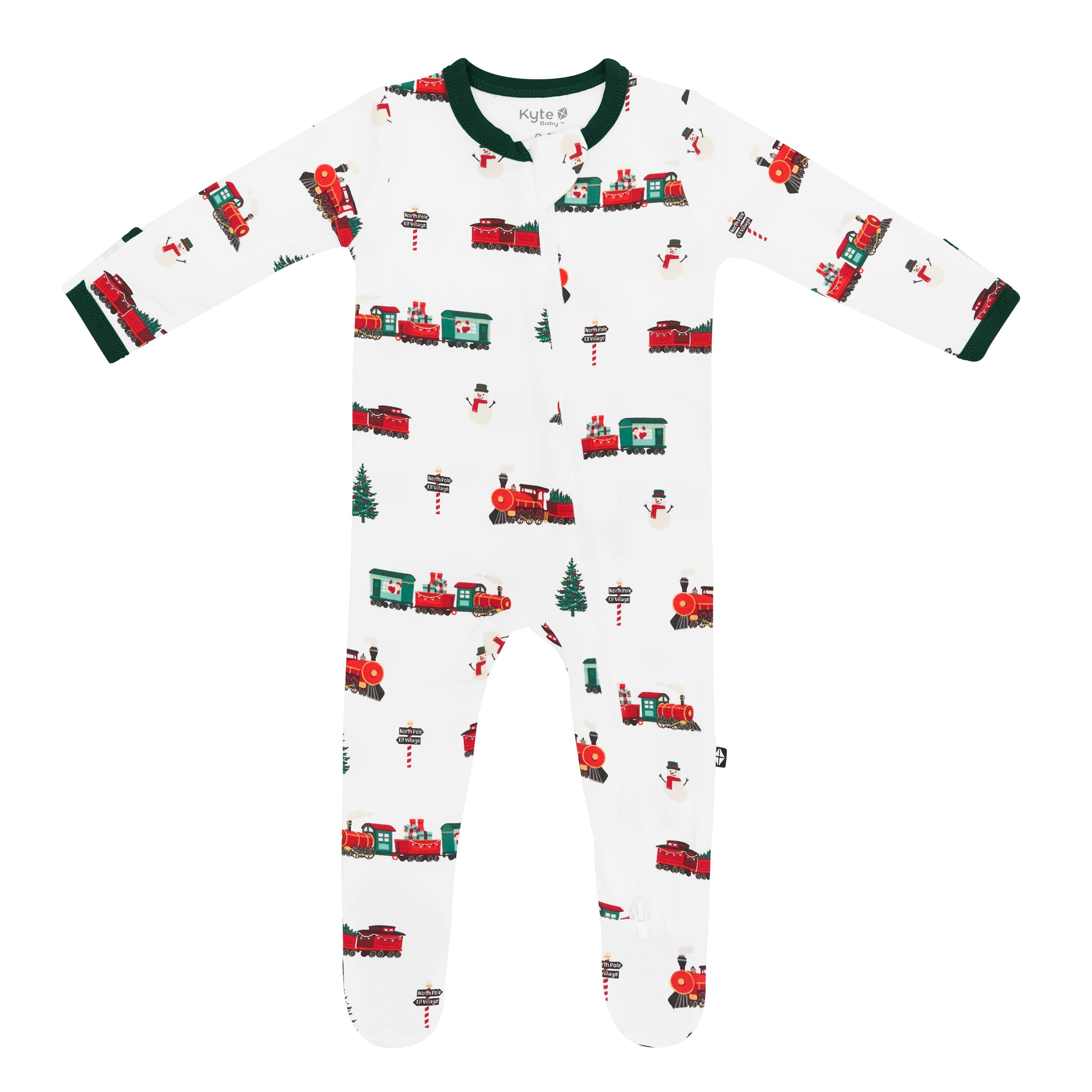 Kyte Baby Zippered Footies Zippered Footie in Holiday Train