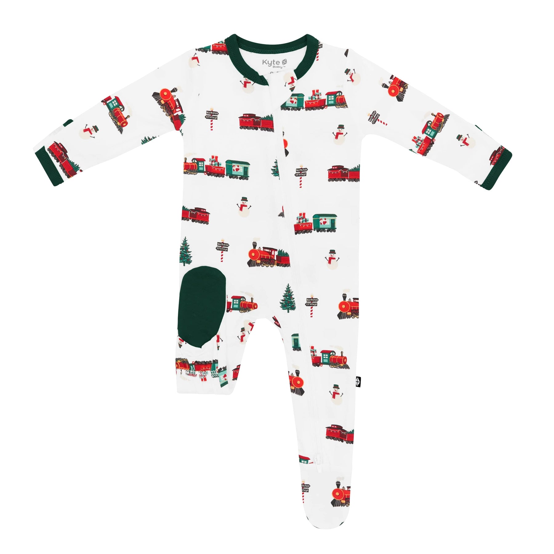 Kyte Baby Zippered Footies Zippered Footie in Holiday Train