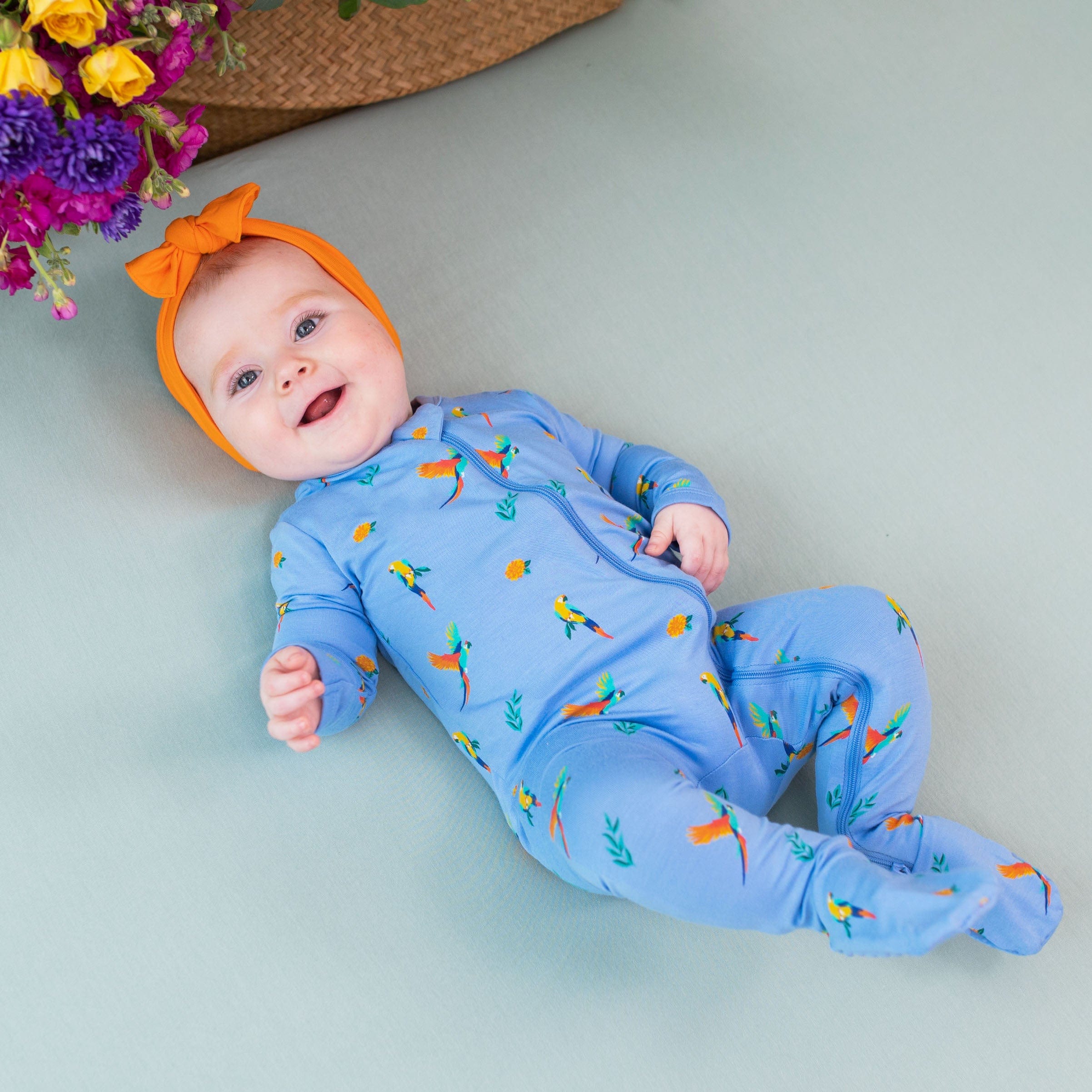 Kyte Baby Zippered Footies Zippered Footie in Macaw