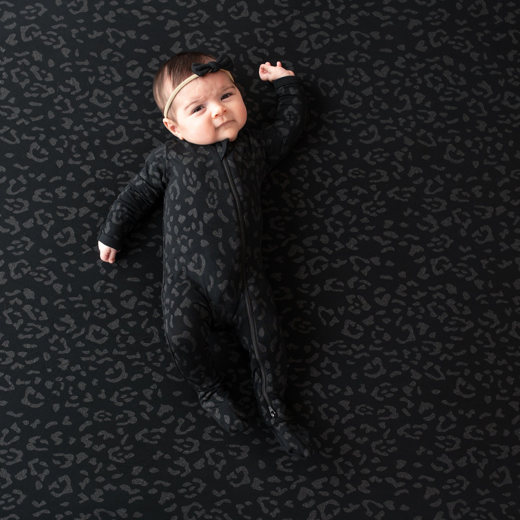 Kyte Baby Zippered Footies Zippered Footie in Midnight Leopard