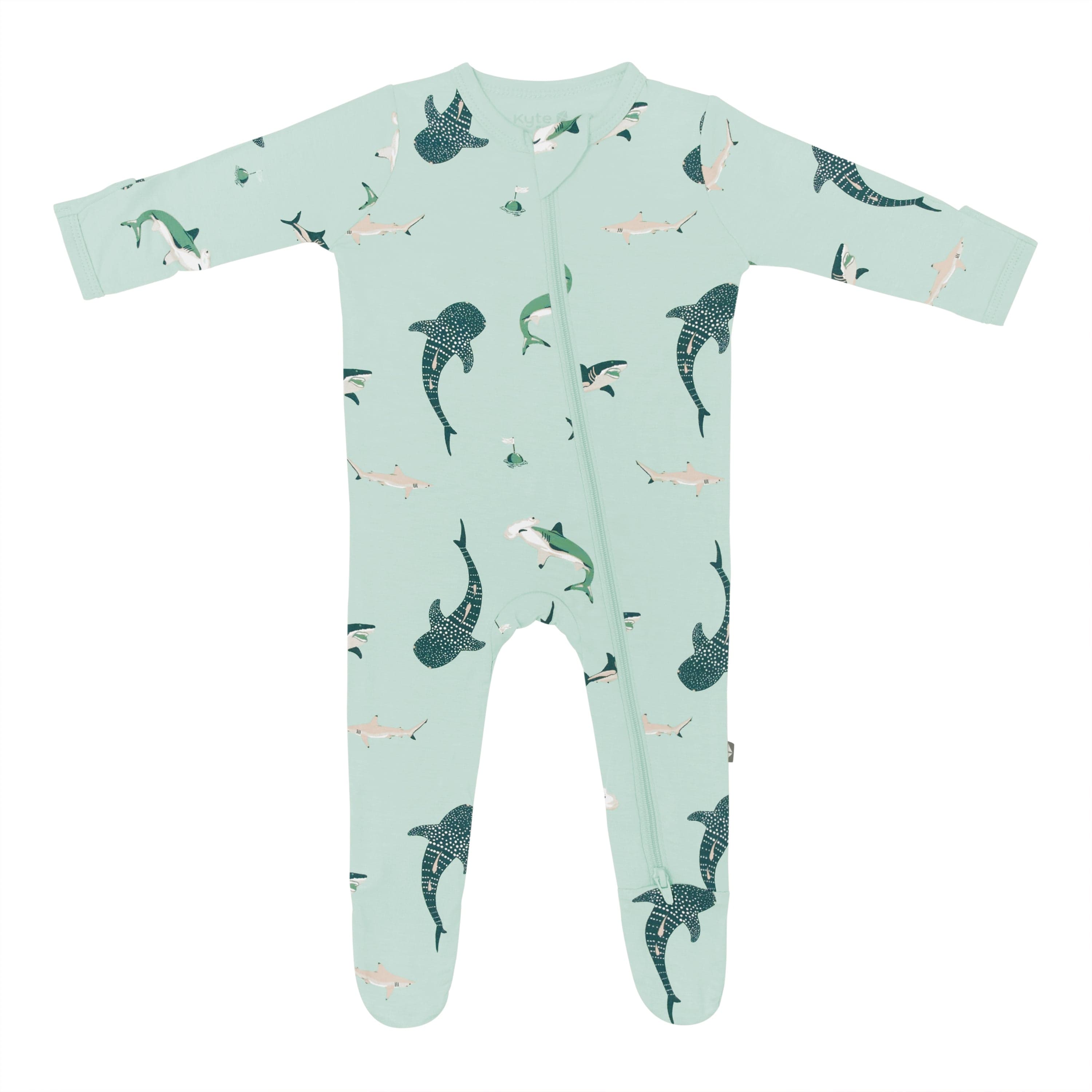 Kyte Baby Zippered Footies Zippered Footie in Sage Shark