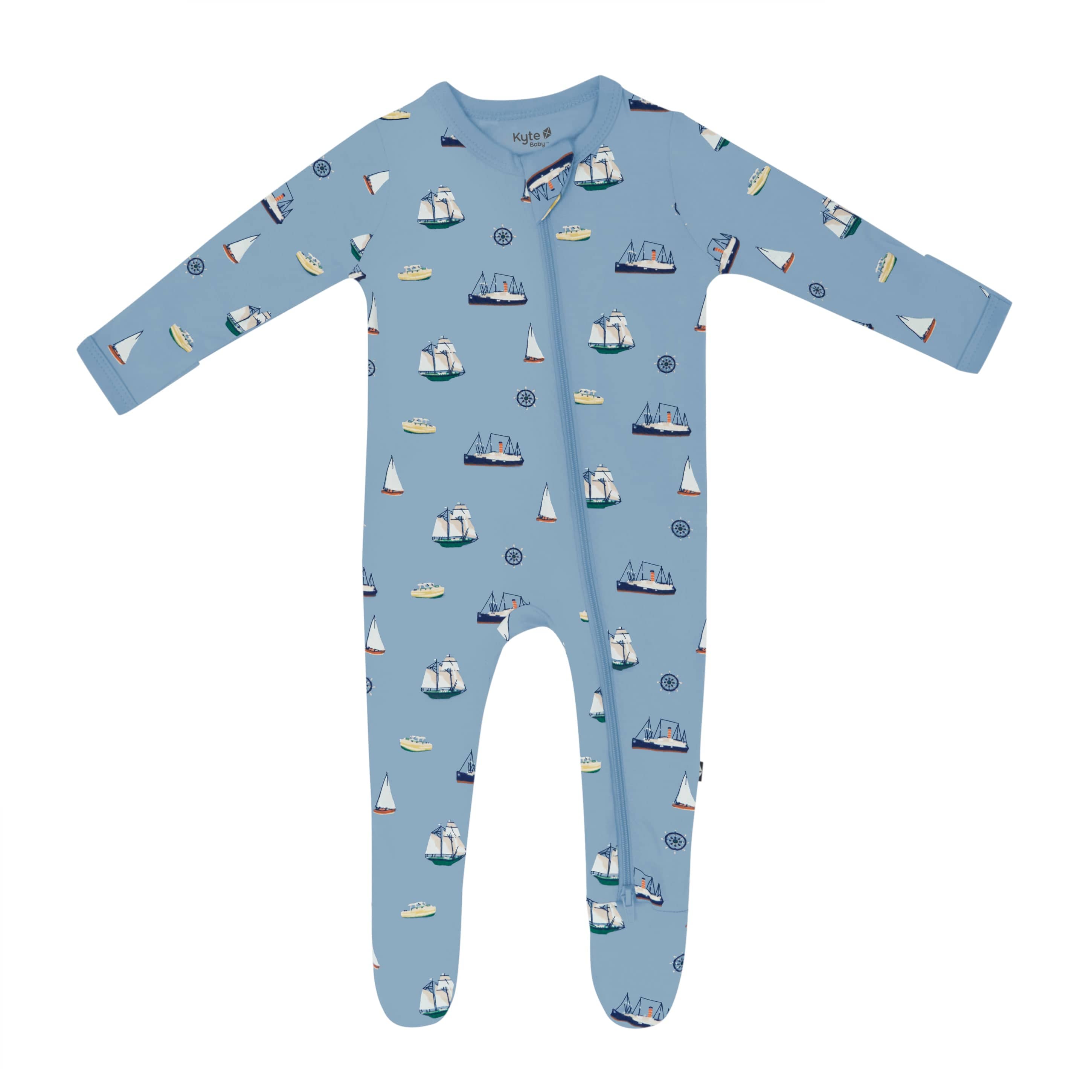 Kyte Baby Zippered Footies Zippered Footie in Vintage Boats