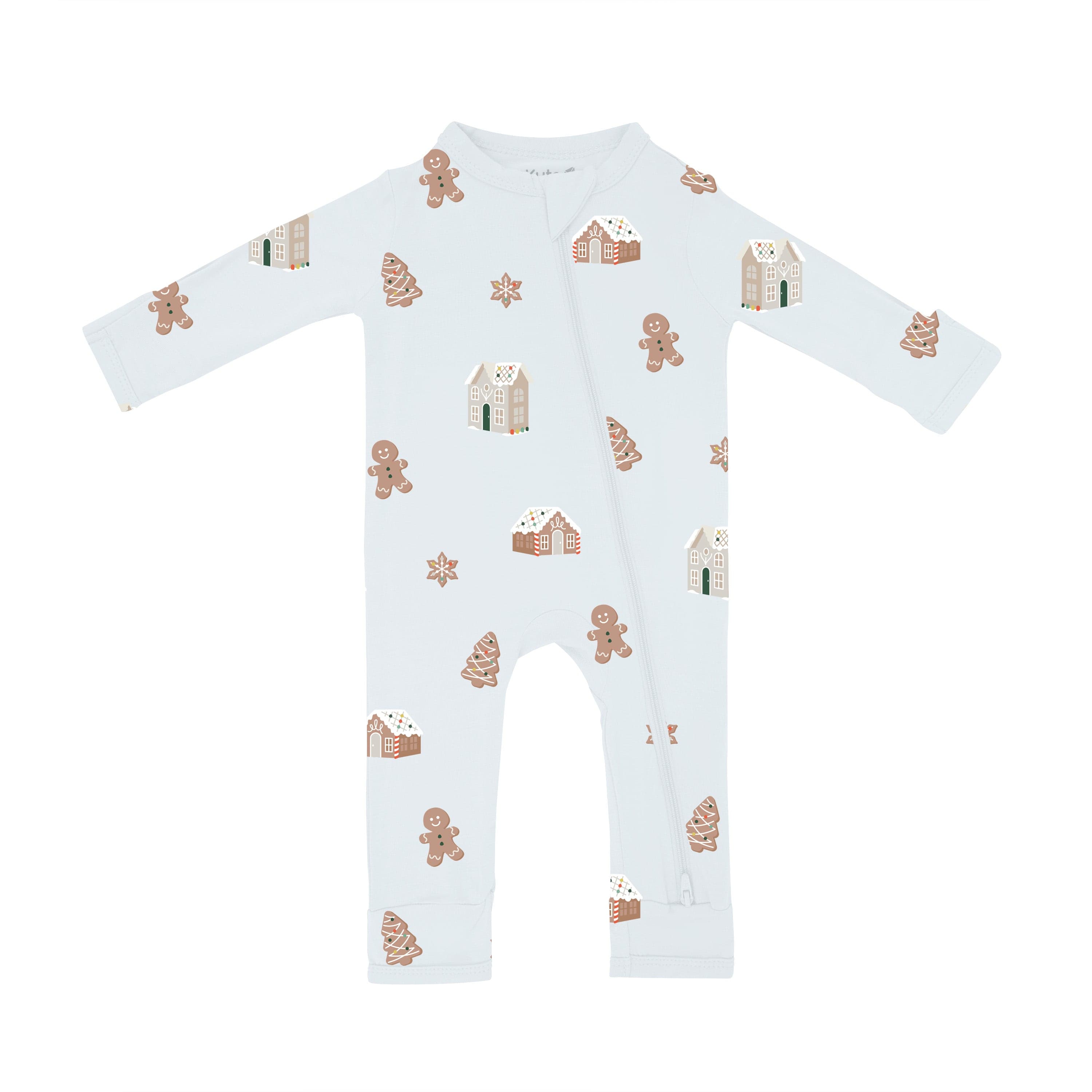 Kyte Baby Zippered Rompers Exclusive Zippered Romper in Gingerbread Village