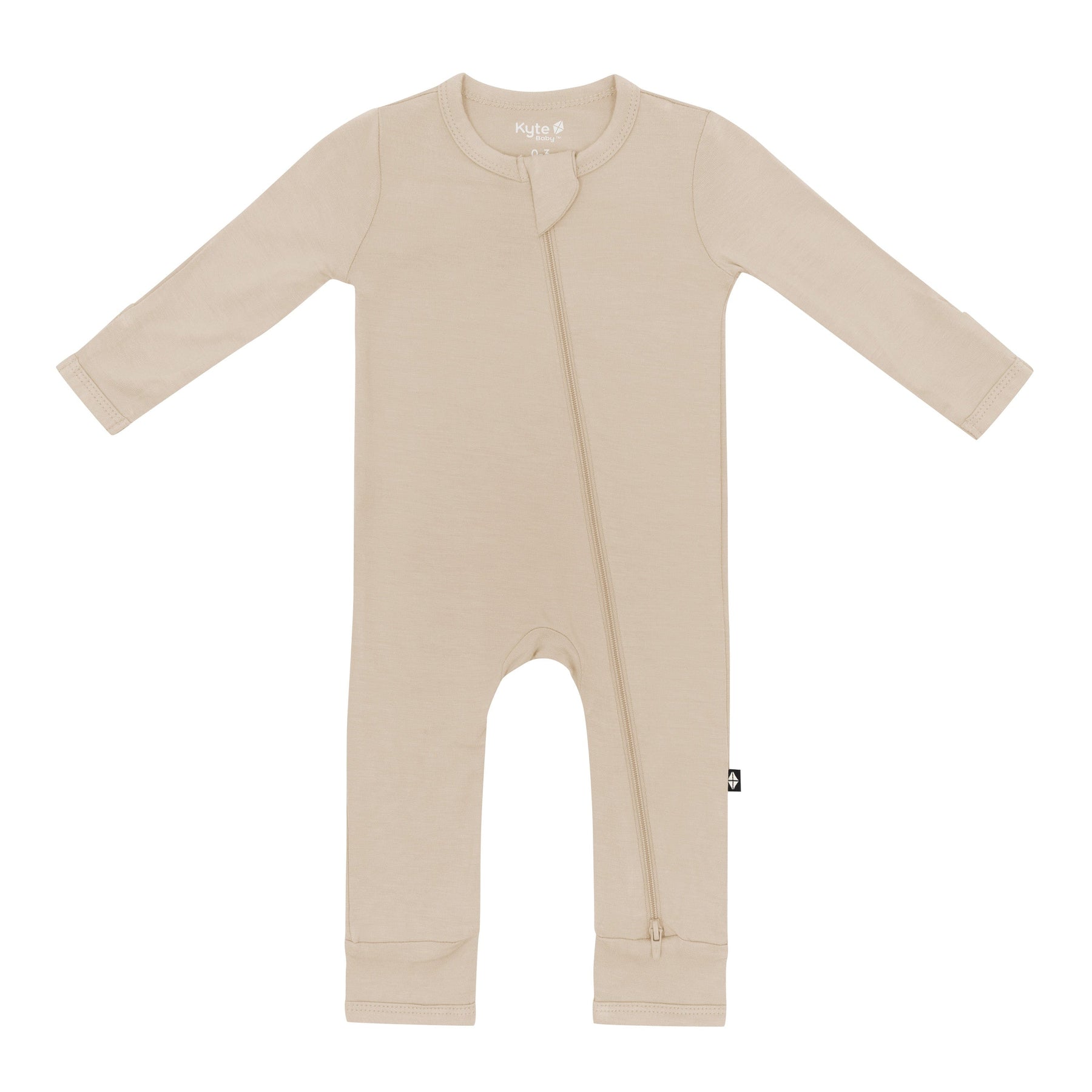 Kyte Baby Zippered Rompers Zippered Romper in Almond