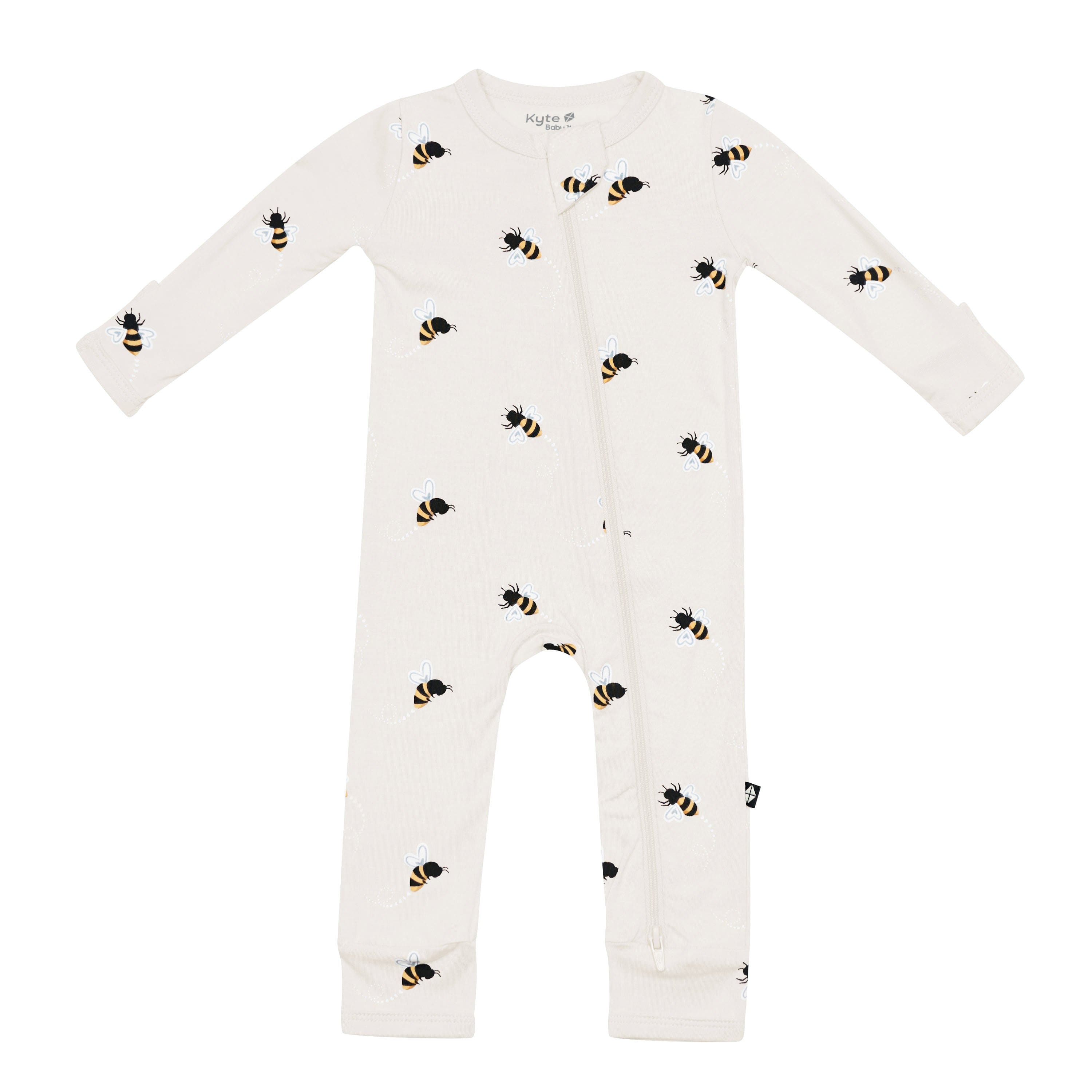 Kyte Baby Zippered Rompers Zippered Romper in Bee Mine