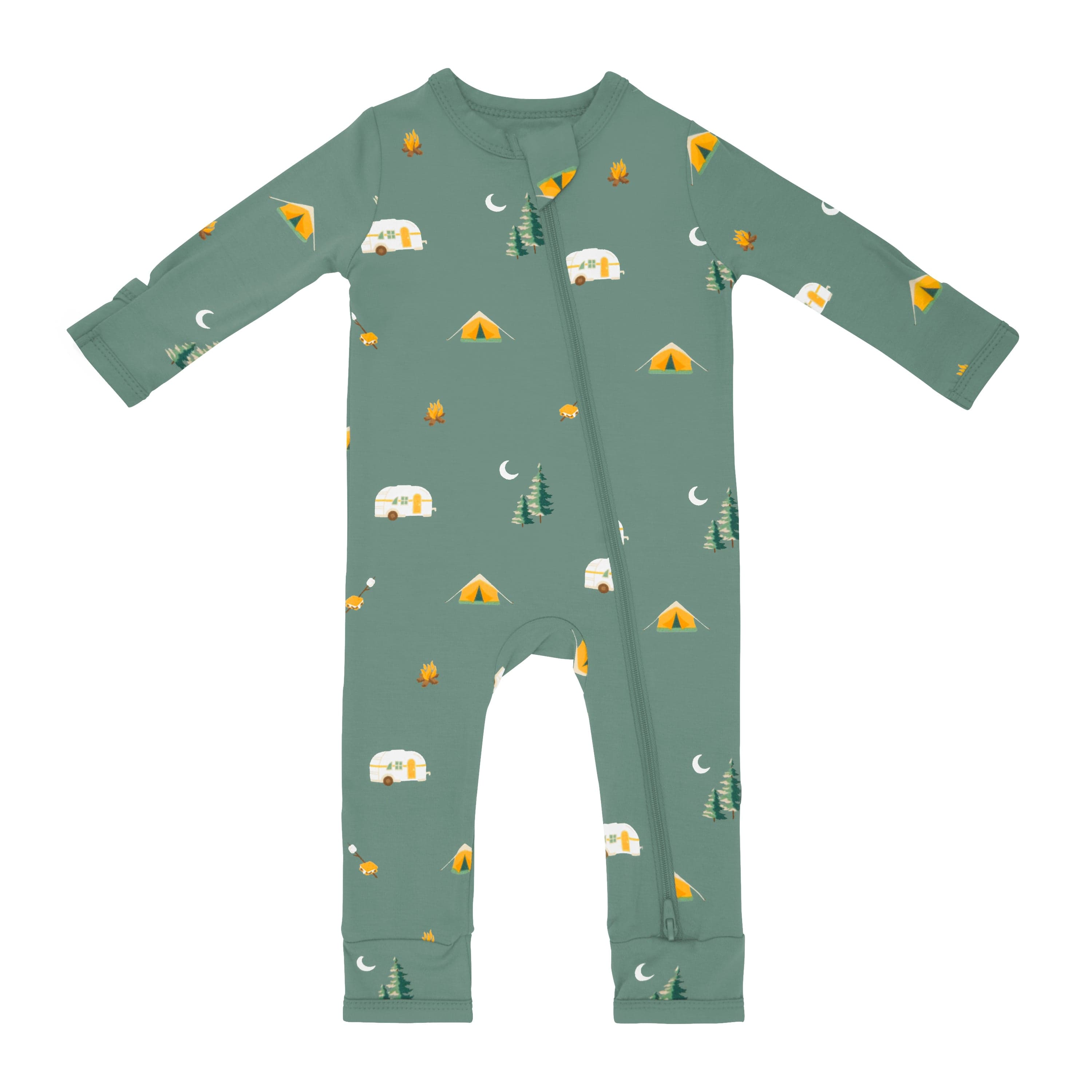 Kyte Baby Zippered Rompers Zippered Romper in Camping *Slight Misprint*