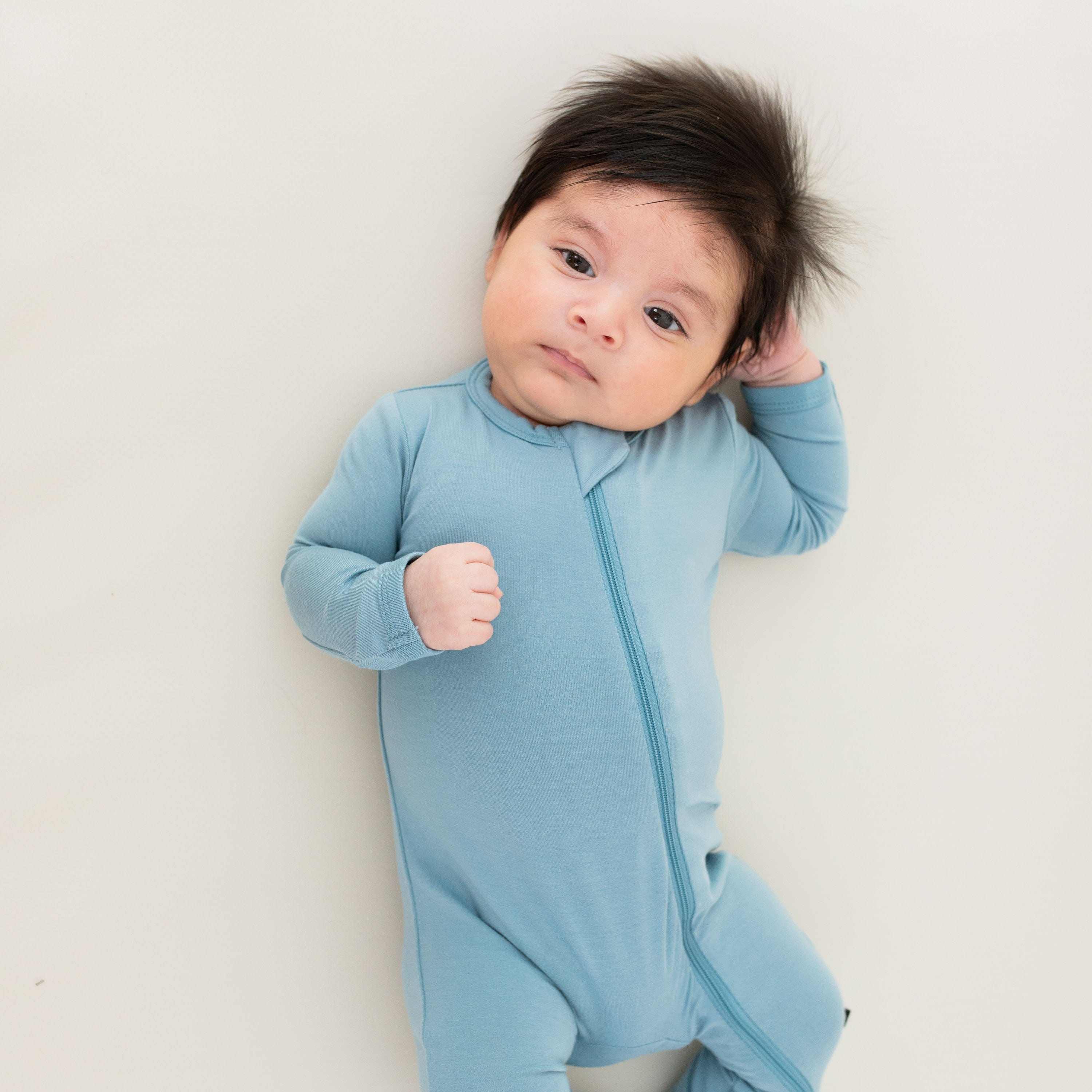Kyte Baby Zippered Rompers Zippered Romper in Dusty Blue