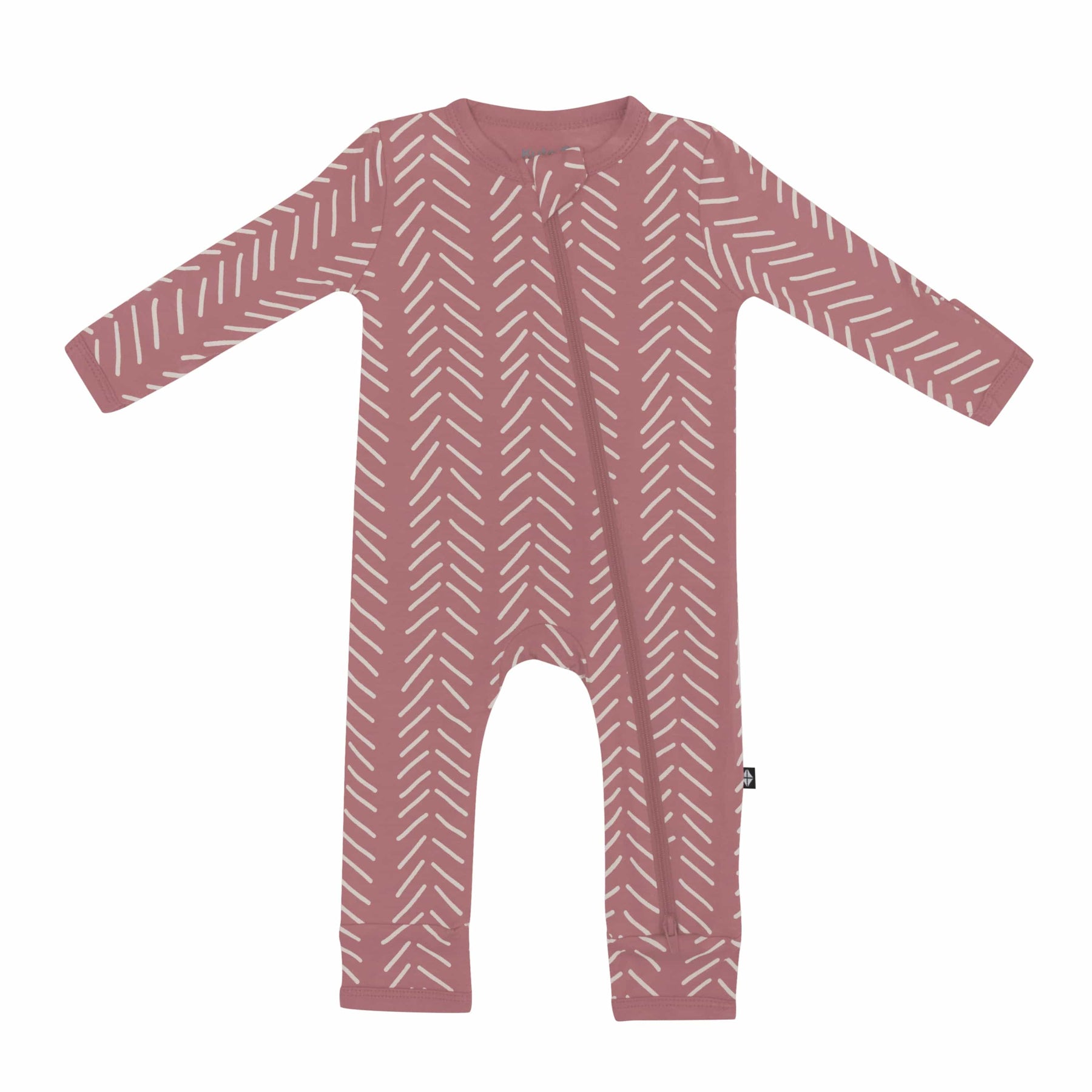 Kyte Baby Zippered Rompers Zippered Romper in Dusty Rose Herringbone