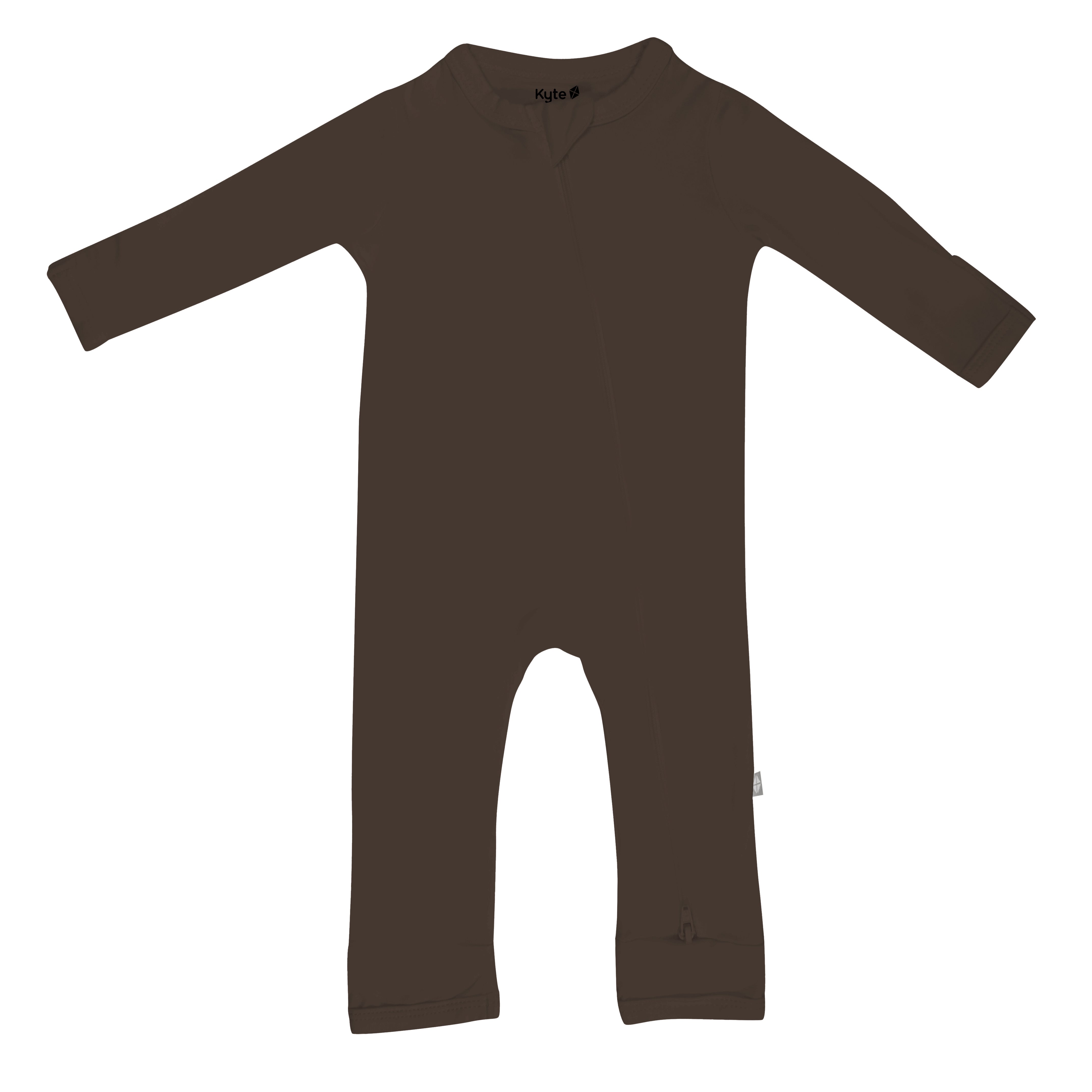Kyte Baby Zippered Rompers Zippered Romper in Espresso