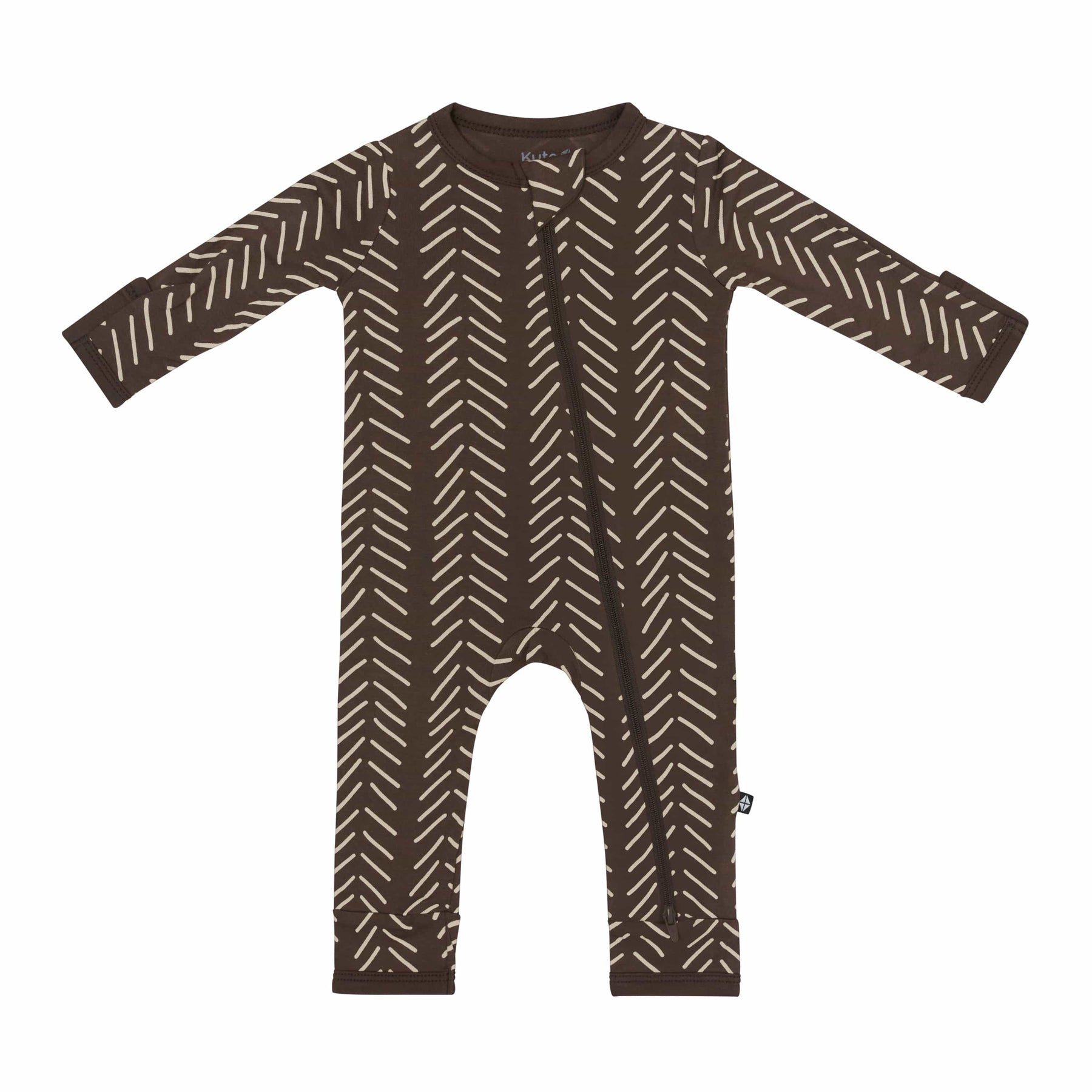 Kyte Baby Zippered Rompers Zippered Romper in Espresso Herringbone