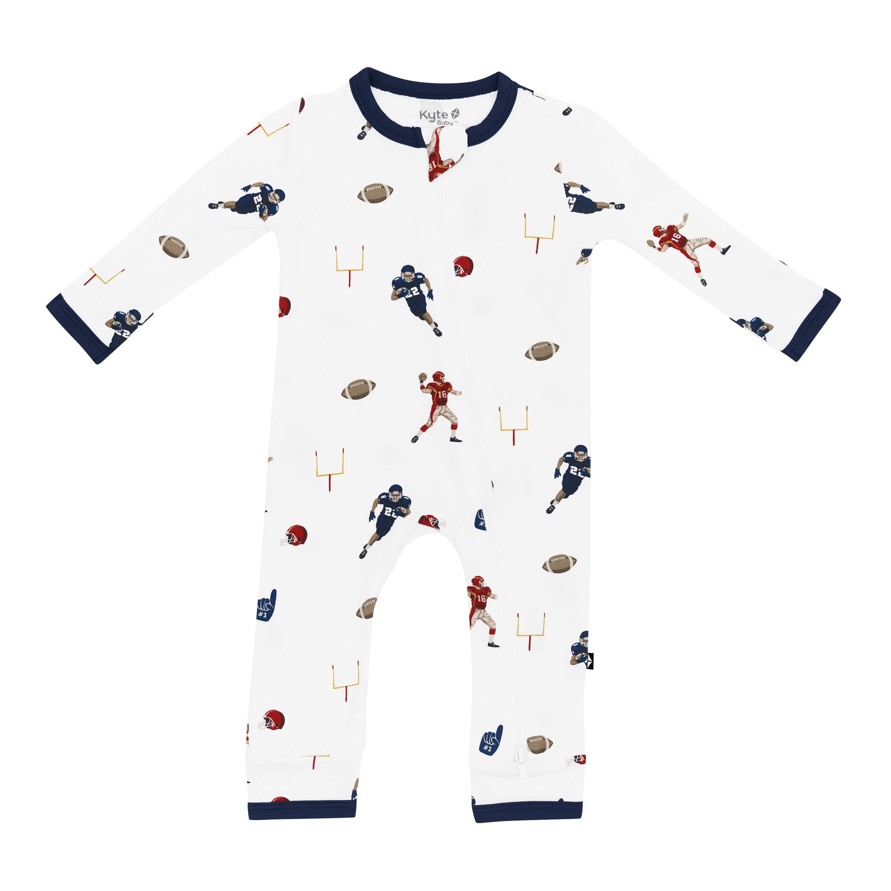 Kyte Baby Zippered Rompers Zippered Romper in Football