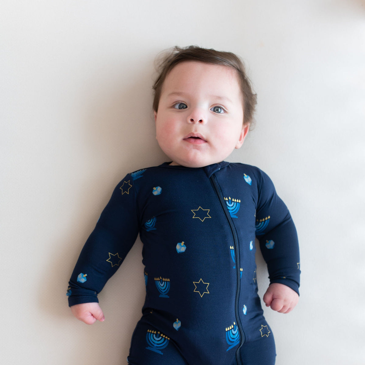 Kyte Baby Zippered Rompers Zippered Romper in Hanukkah