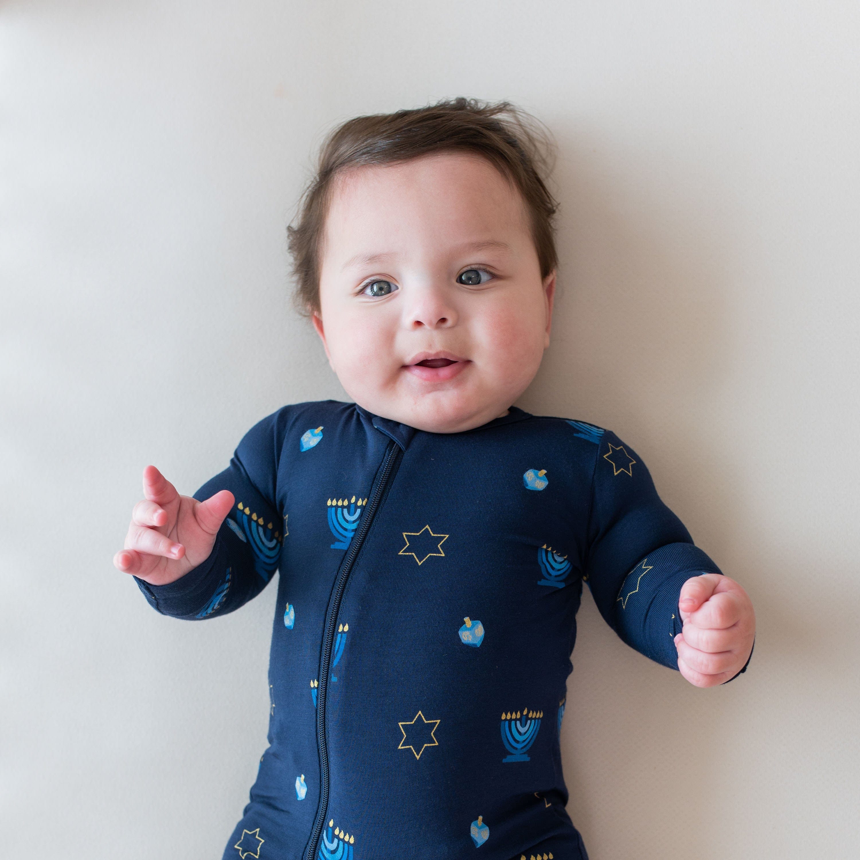 Kyte Baby Zippered Rompers Zippered Romper in Hanukkah