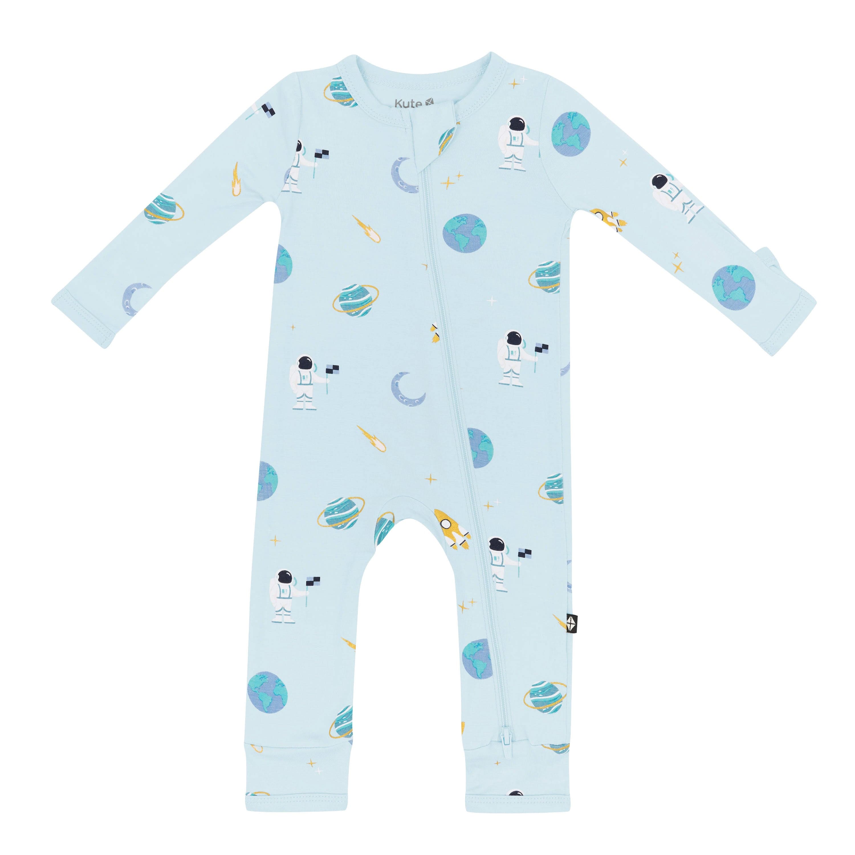 Kyte Baby Zippered Rompers Zippered Romper in Ice Space