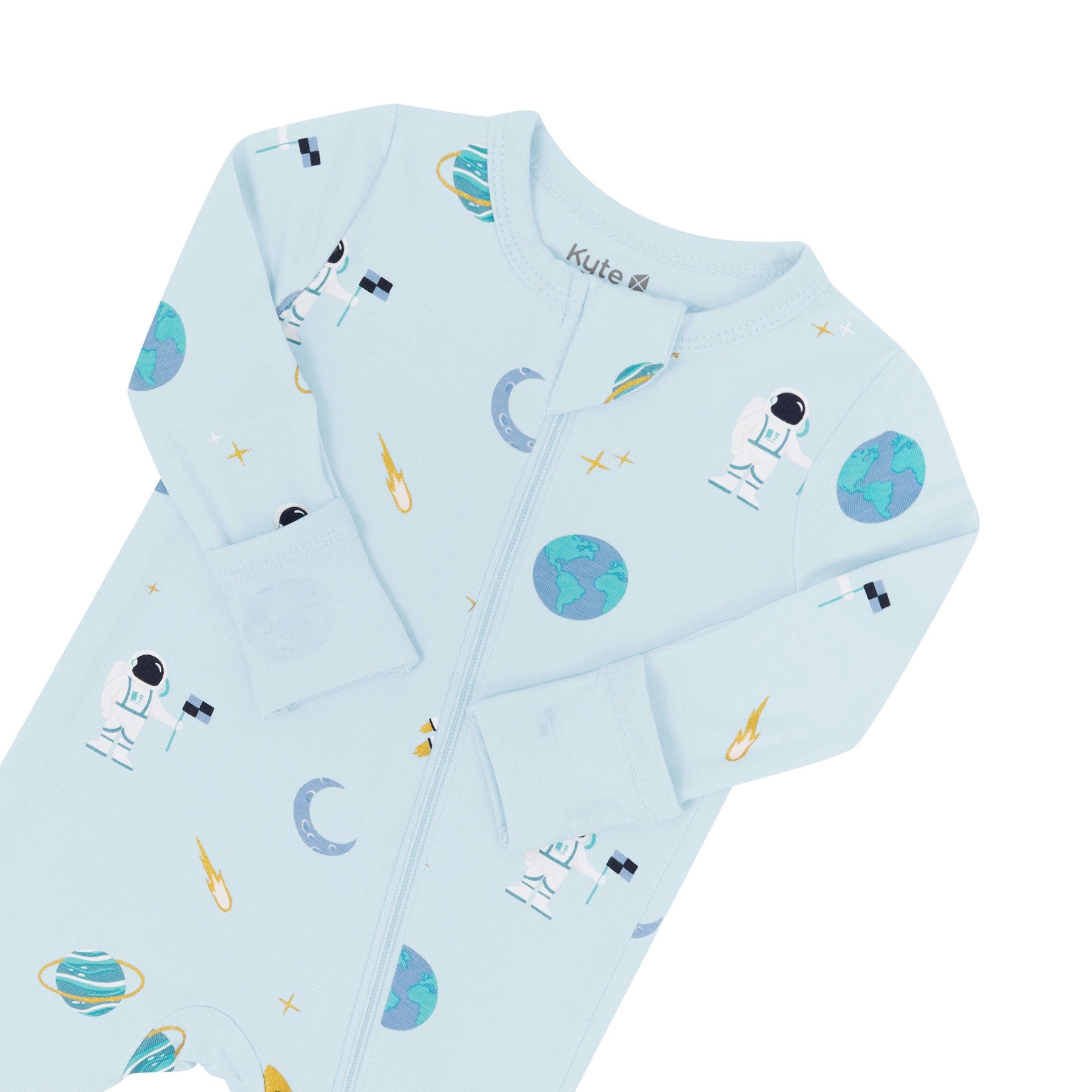 Kyte Baby Zippered Rompers Zippered Romper in Ice Space