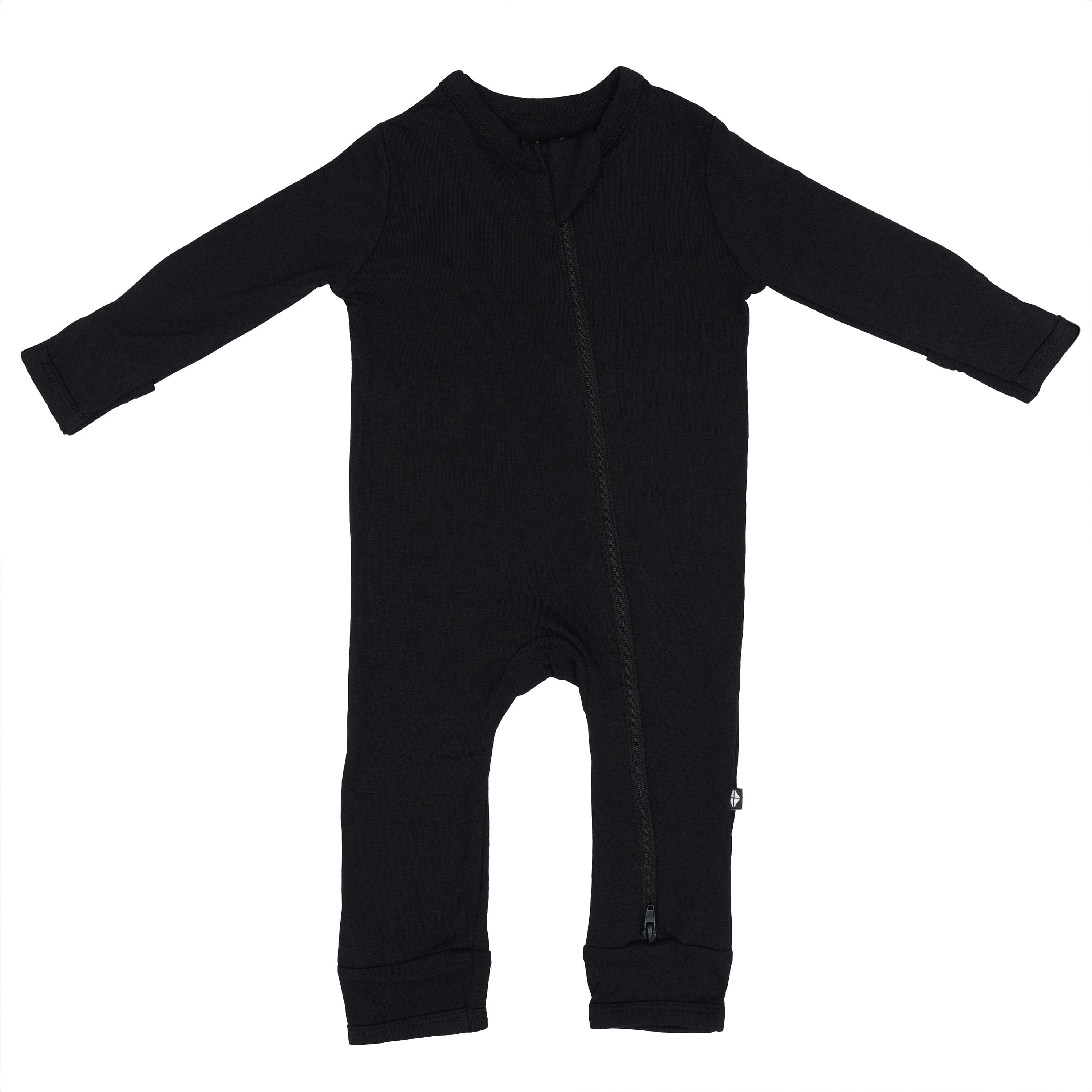 Flat lay of Kyte Baby Zippered Romper in Midnight