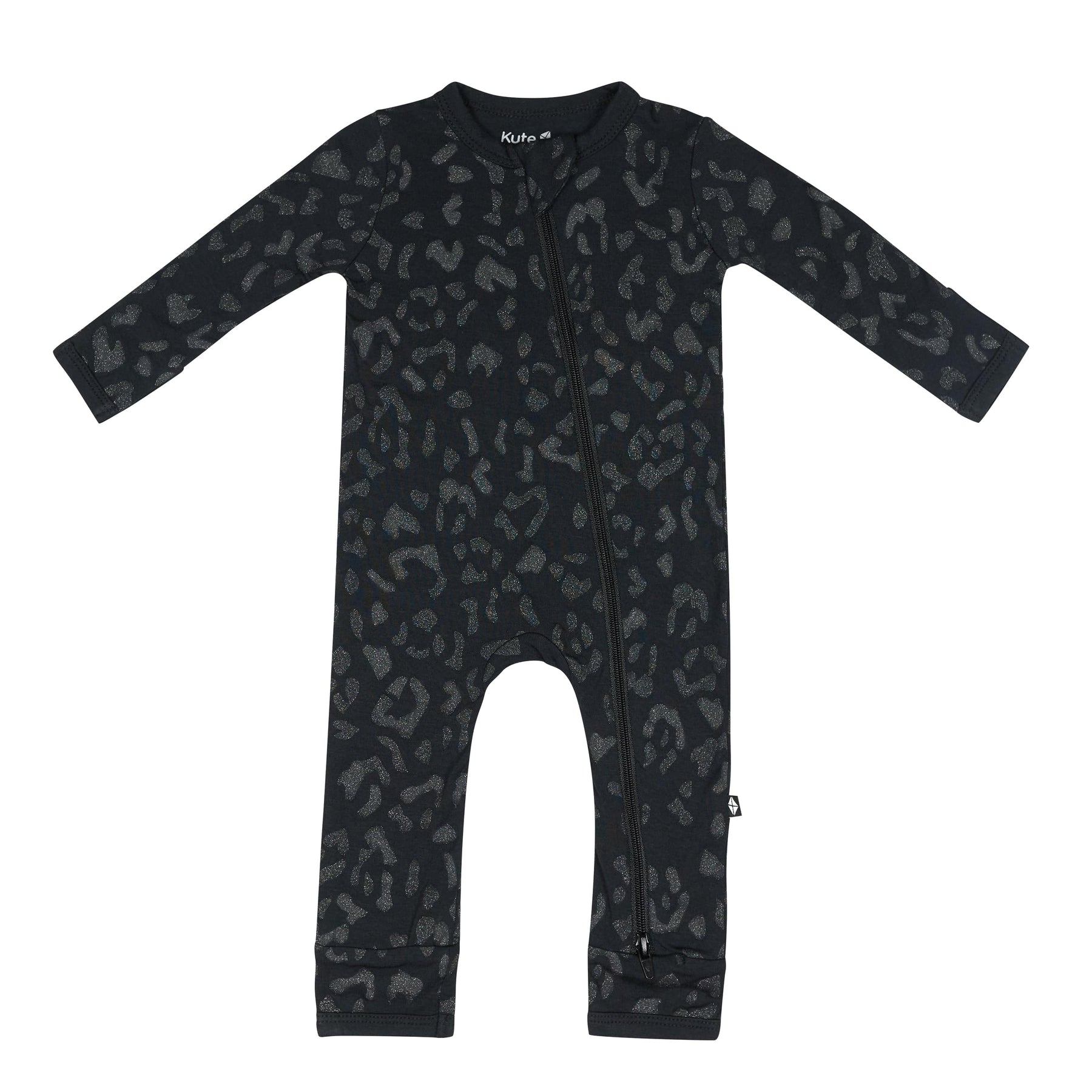 Kyte Baby Zippered Rompers Zippered Romper in Midnight Leopard