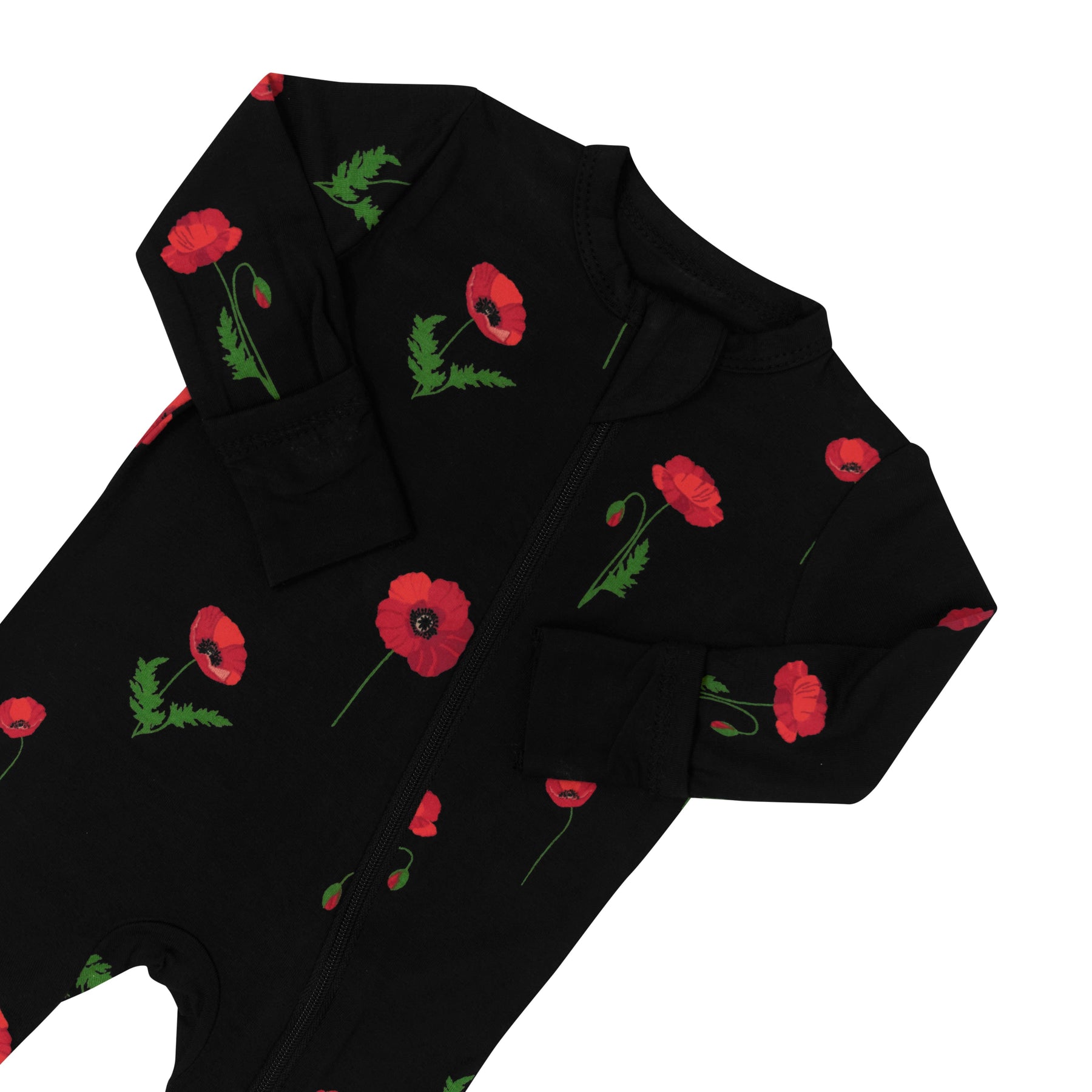 Kyte Baby Zippered Rompers Zippered Romper in Midnight Poppies