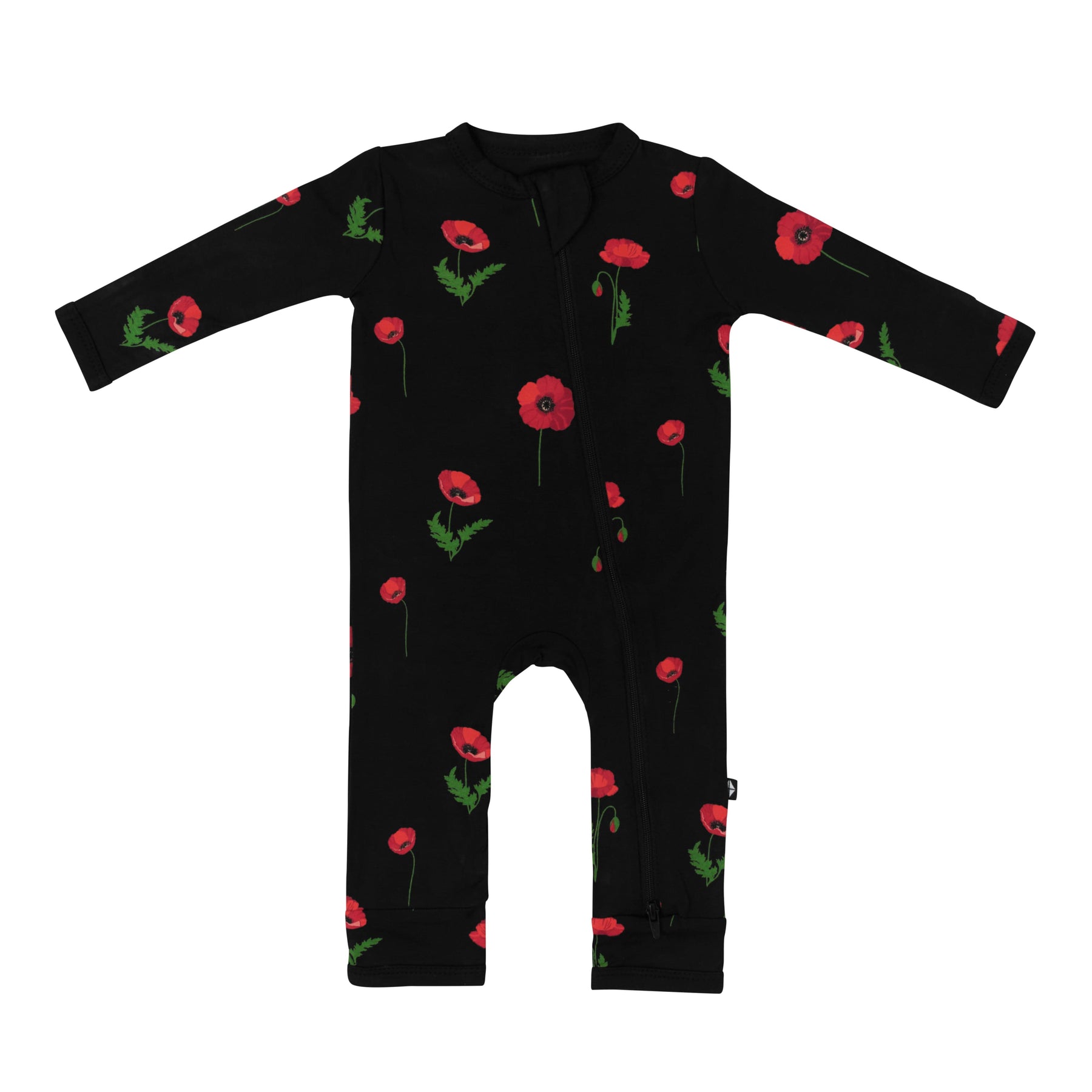 Kyte Baby Zippered Rompers Zippered Romper in Midnight Poppies
