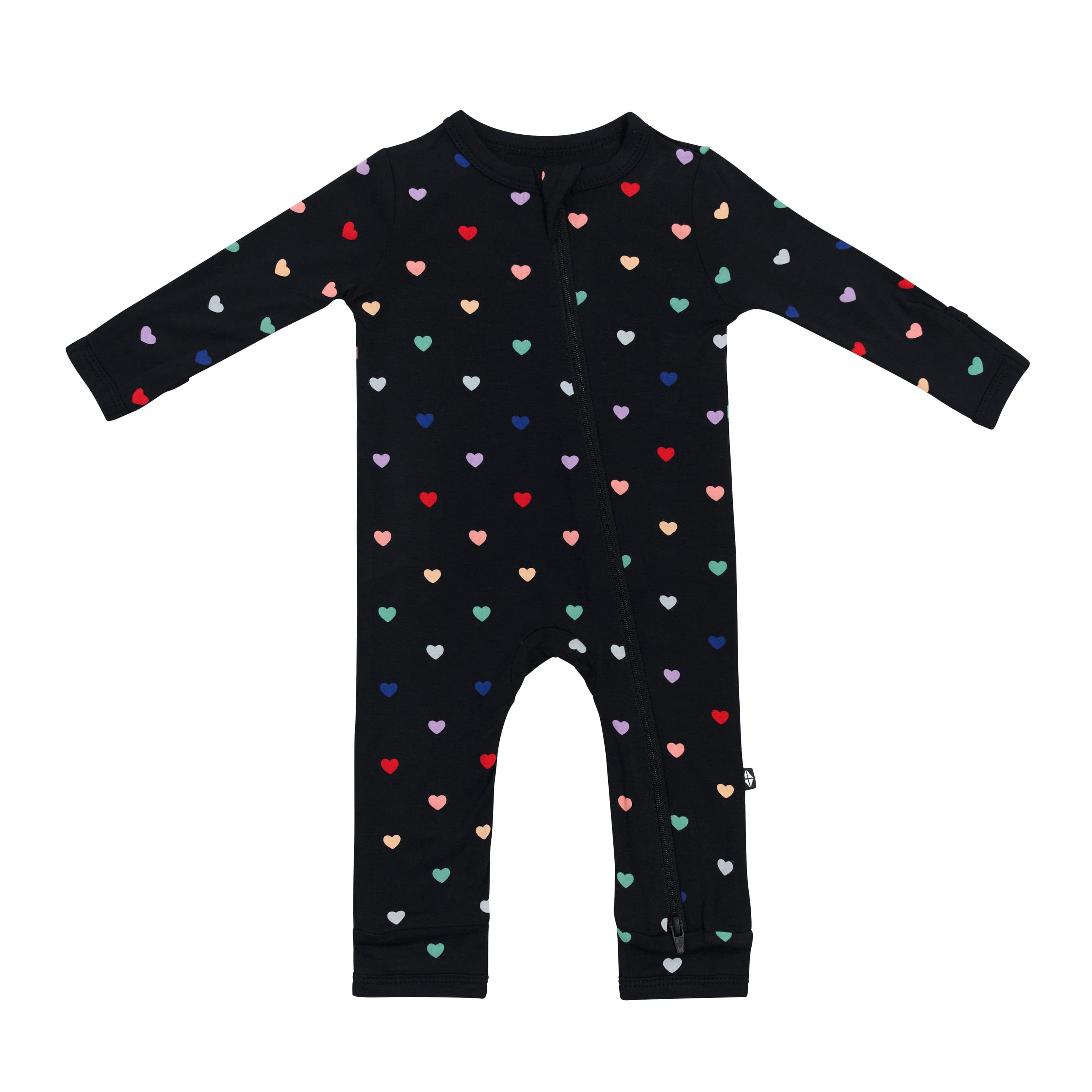 Kyte Baby Zippered Rompers Zippered Romper in Midnight Rainbow Heart