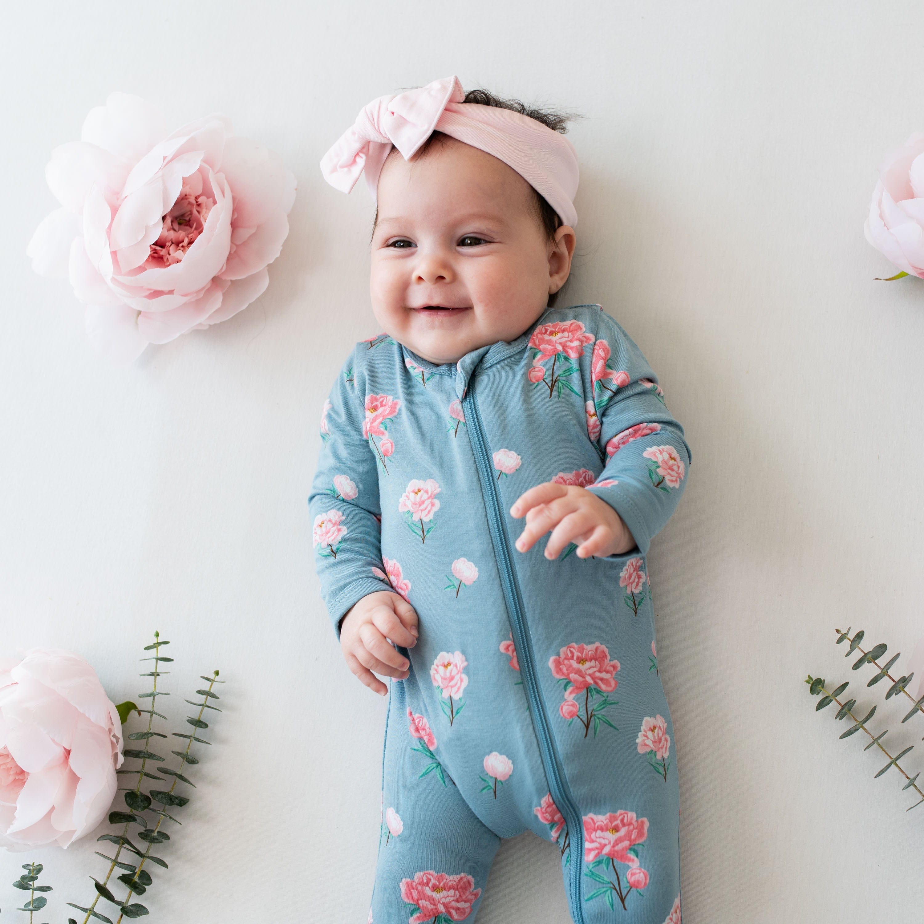 Kyte Baby Zippered Rompers Zippered Romper in Peony