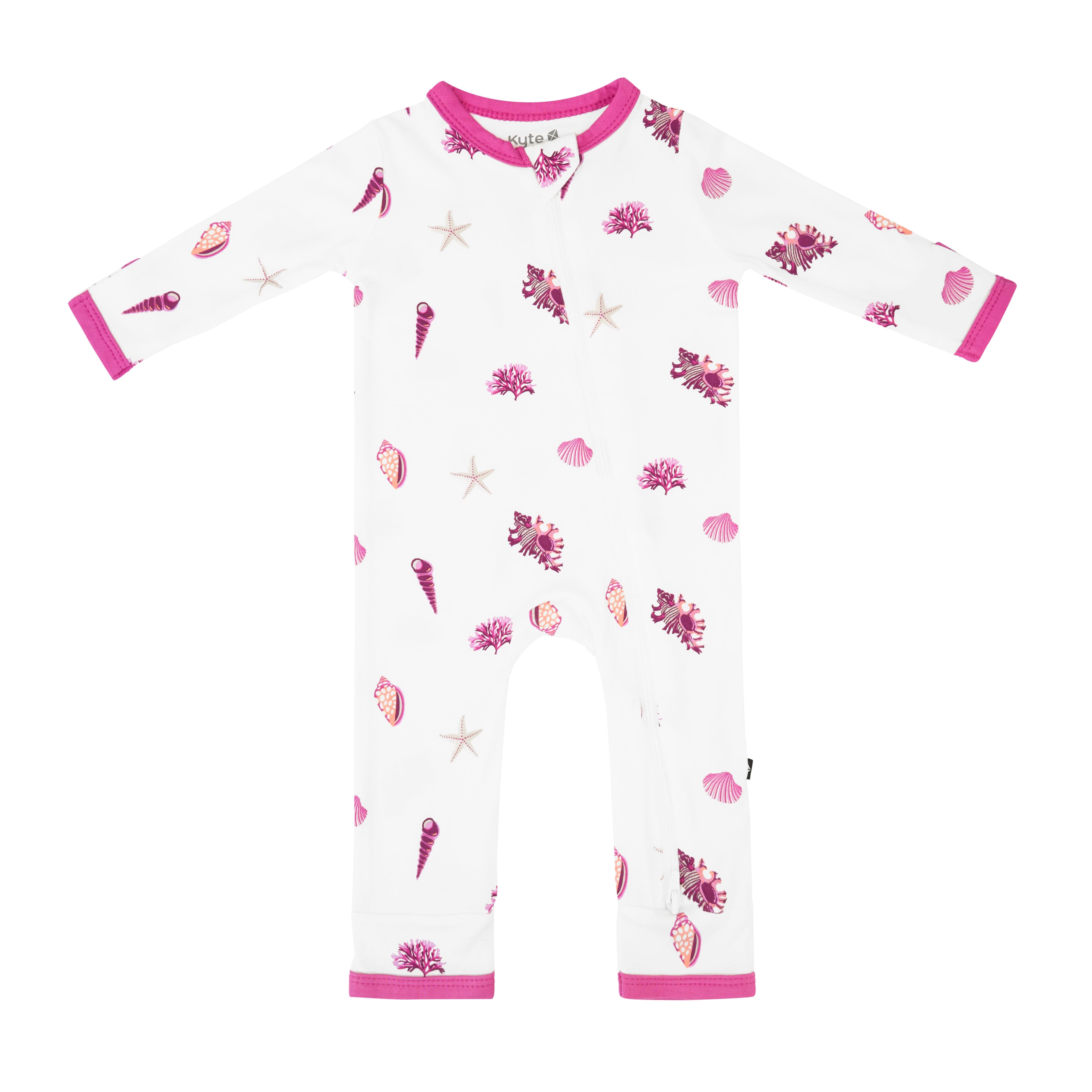 Kyte Baby Zippered Rompers Zippered Romper in Raspberry Shell