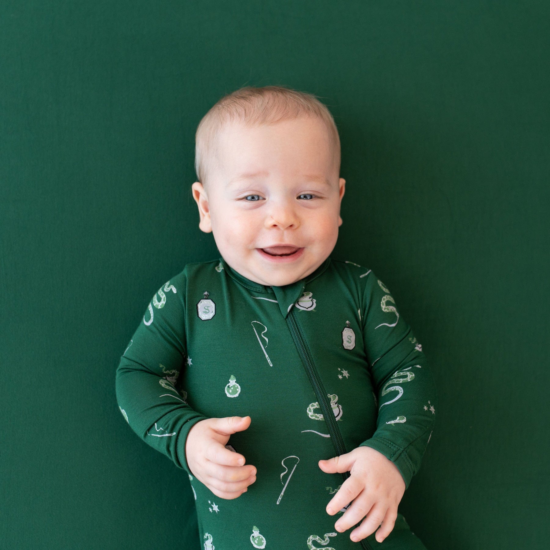 Kyte Baby Zippered Rompers Zippered Romper in Slytherin™