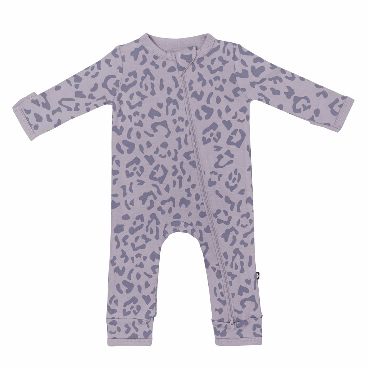 Kyte Baby Zippered Rompers Zippered Romper in Taro Leopard