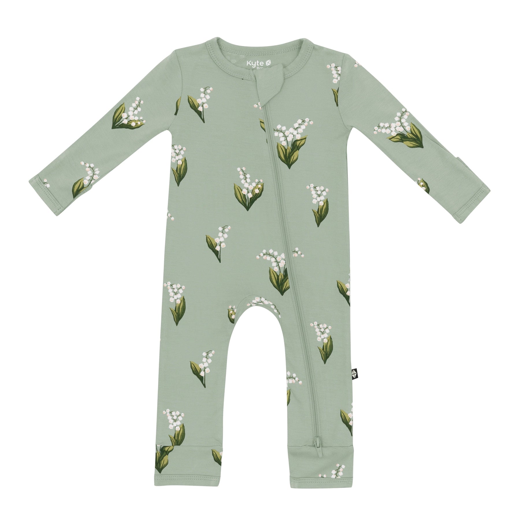 Kyte Baby Zippered Rompers Zippered Romper in Thyme Lily