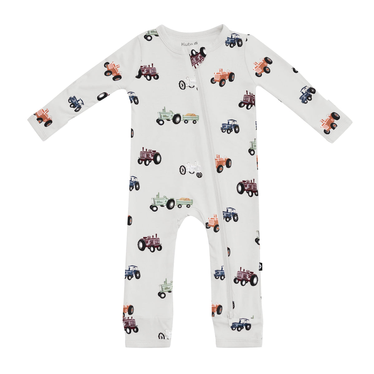 Kyte Baby Zippered Rompers Zippered Romper in Tractor