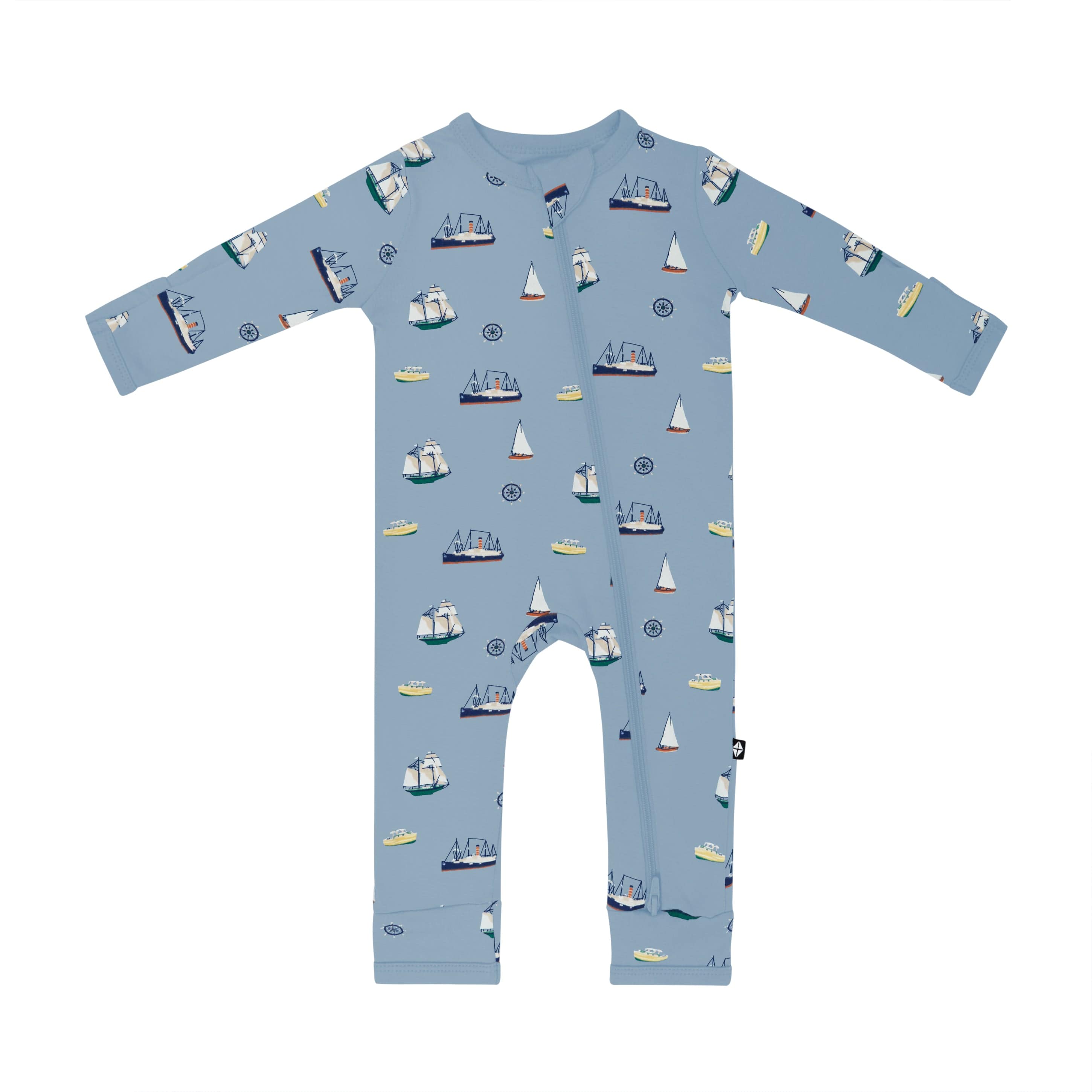Kyte Baby Zippered Rompers Zippered Romper in Vintage Boats