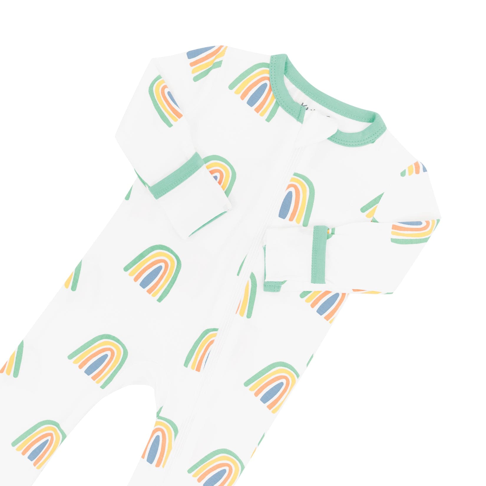 Kyte Baby Zippered Rompers Zippered Romper in Wasabi Rainbow
