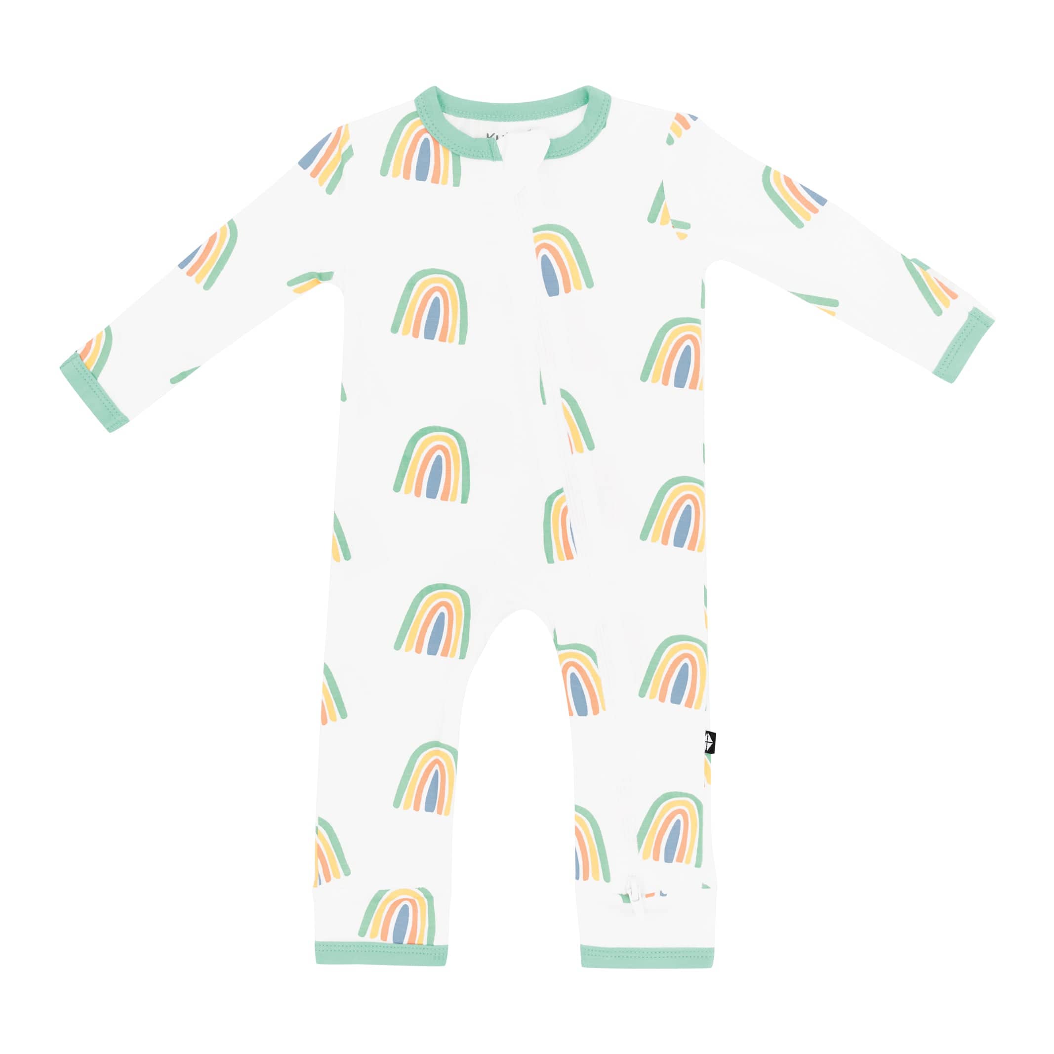 Kyte Baby Zippered Romper in Wasabi Rainbow