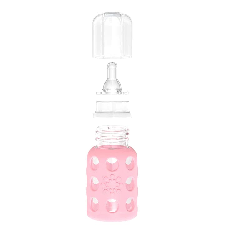 Lifefactory Soother (Pink) Lifefactory 4oz Glass Baby Bottle - Stage 1 Nipple, Stopper, and Cap (Pink)