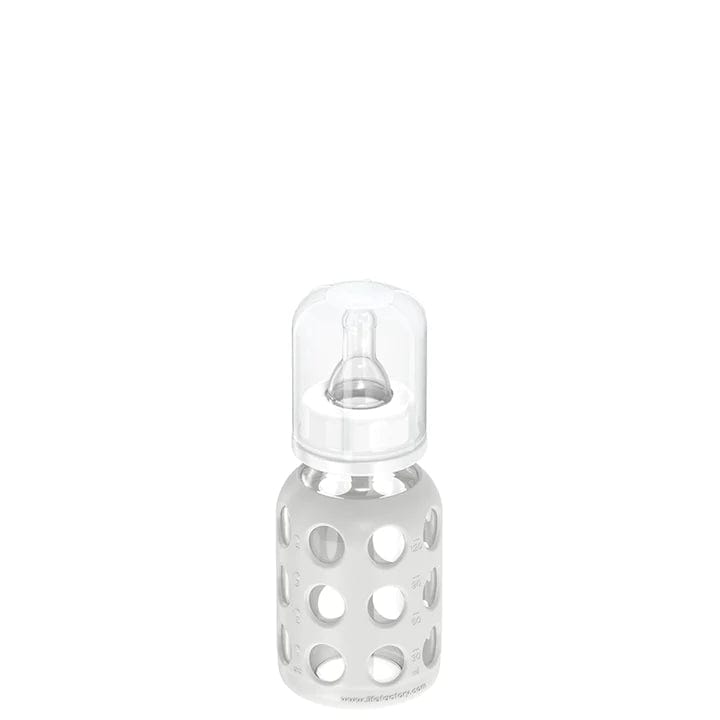 Lifefactory Soother (Stone Grey) Lifefactory 4oz Glass Baby Bottle - Stage 1 Nipple, Stopper, and Cap (Stone Grey)