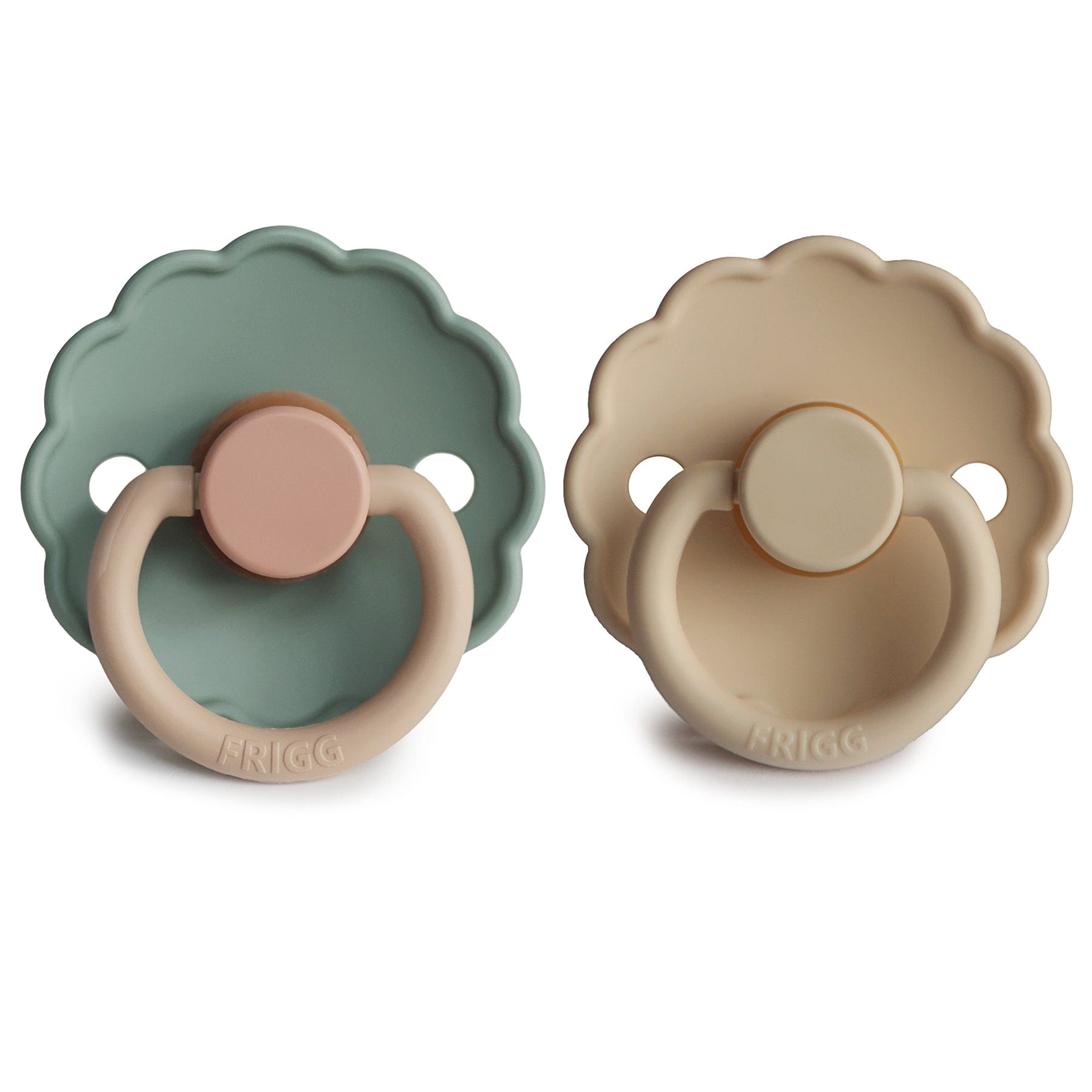 Mushie Soother FRIGG Daisy Natural Rubber Baby Pacifier (Willow/Croissant) 2-Pack