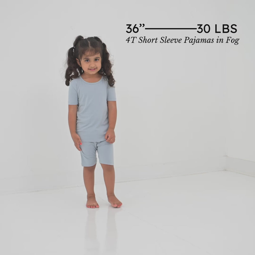Video of Child wearing Short Sleeve Blue Pajama sets in Fog