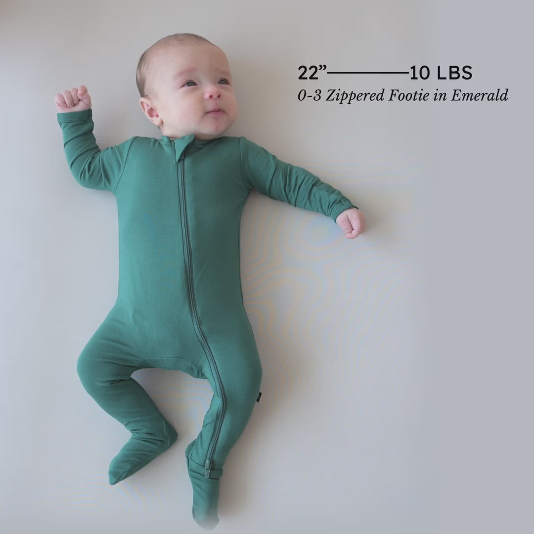 RESERVED Kyte hot Baby zippered footies, sage and steel riptide