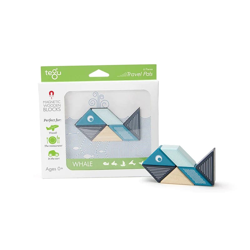 Tegu Accessory Travel Pals - Magnetic Wooden Block Set - Whale Tegu Travel Pals - Magnetic Wooden Block Set - Whale