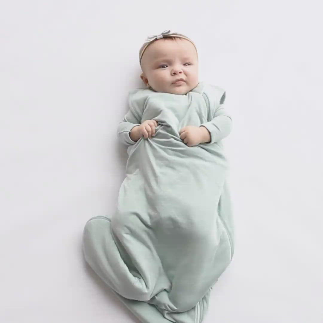 Video of baby wearing Kyte Baby Sleep Bag in Sage 1.0