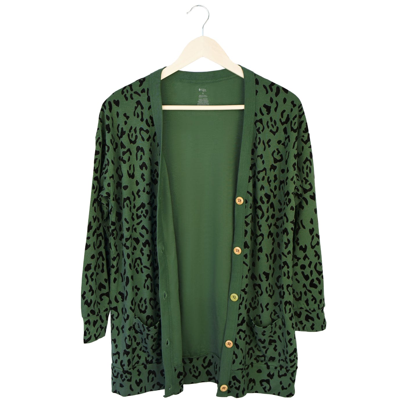 Kyte BABY Adult Bamboo Jersey Cardigan Bamboo Jersey Adult Cardigan in Hunter Leopard