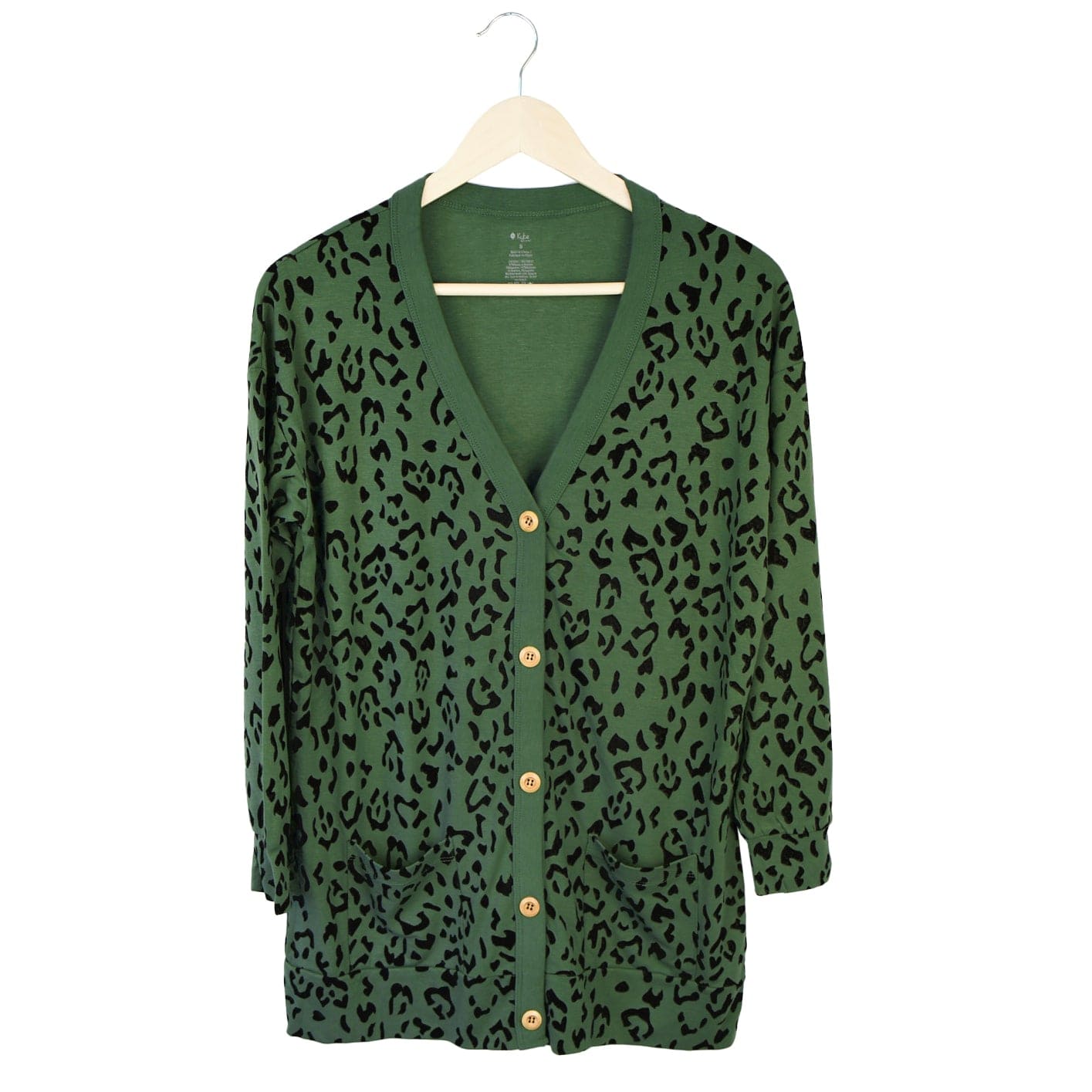Kyte BABY Adult Bamboo Jersey Cardigan Bamboo Jersey Adult Cardigan in Hunter Leopard