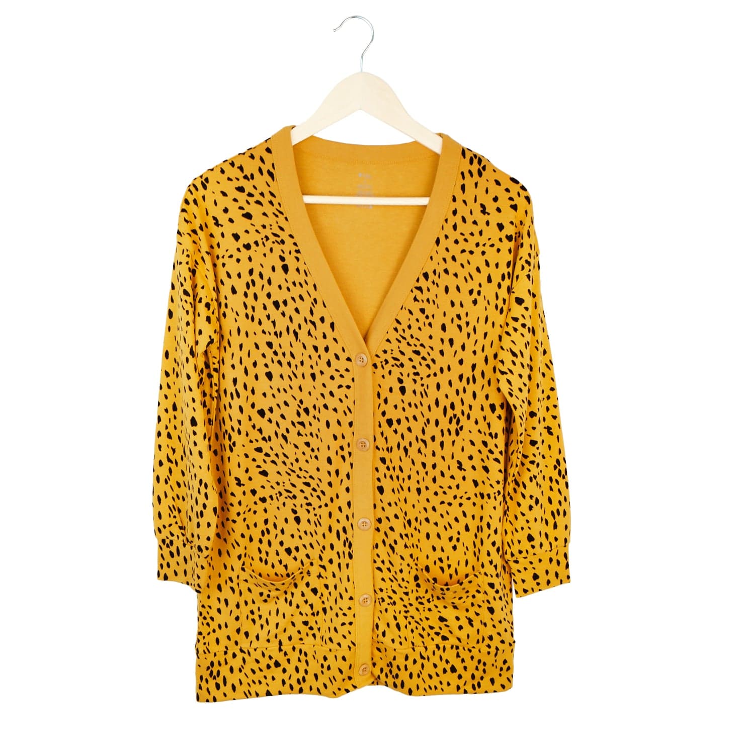 Kyte BABY Adult Bamboo Jersey Cardigan Bamboo Jersey Adult Cardigan in Marigold Cheetah