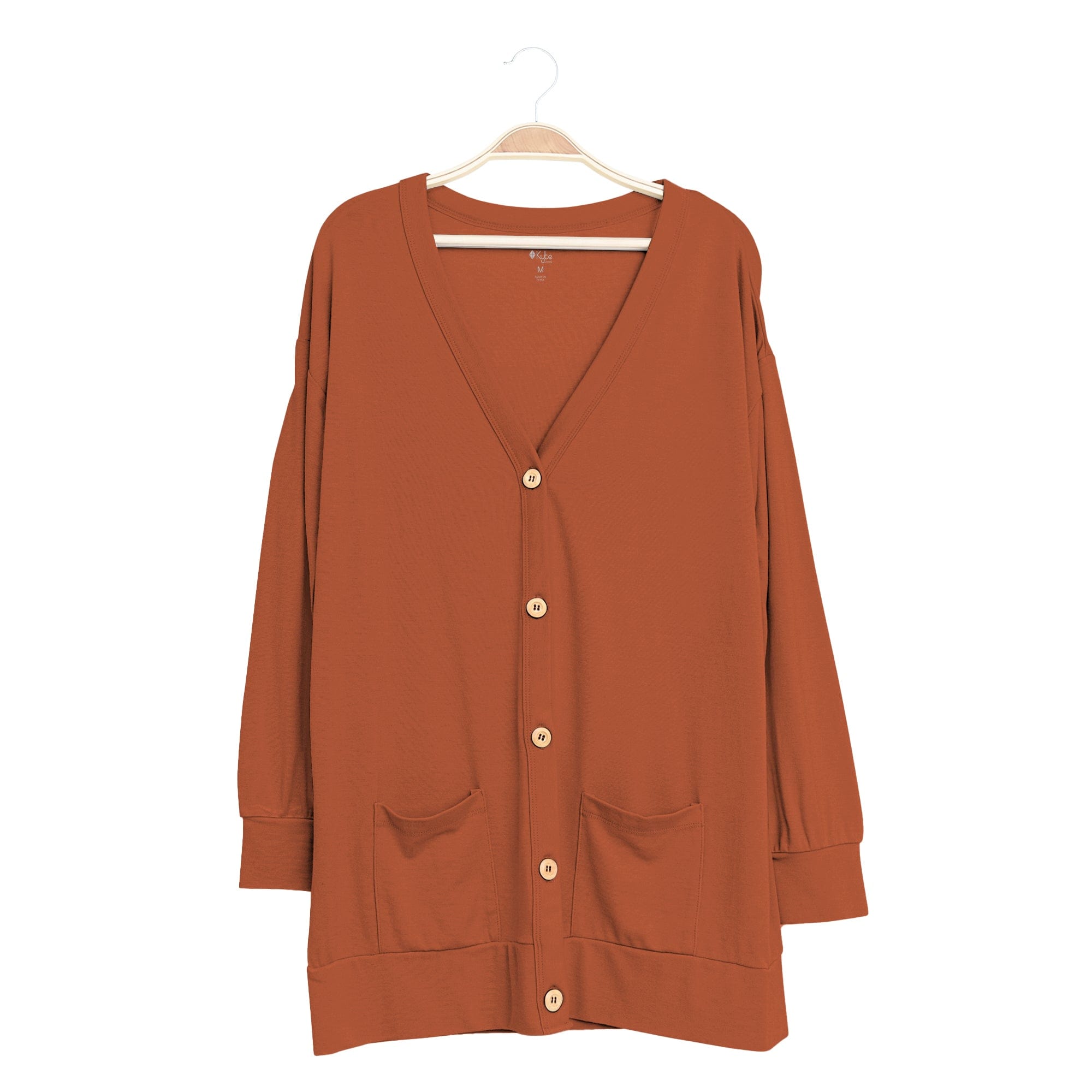 Kyte BABY Adult Bamboo Jersey Cardigan Bamboo Jersey Adult Cardigan in Rust