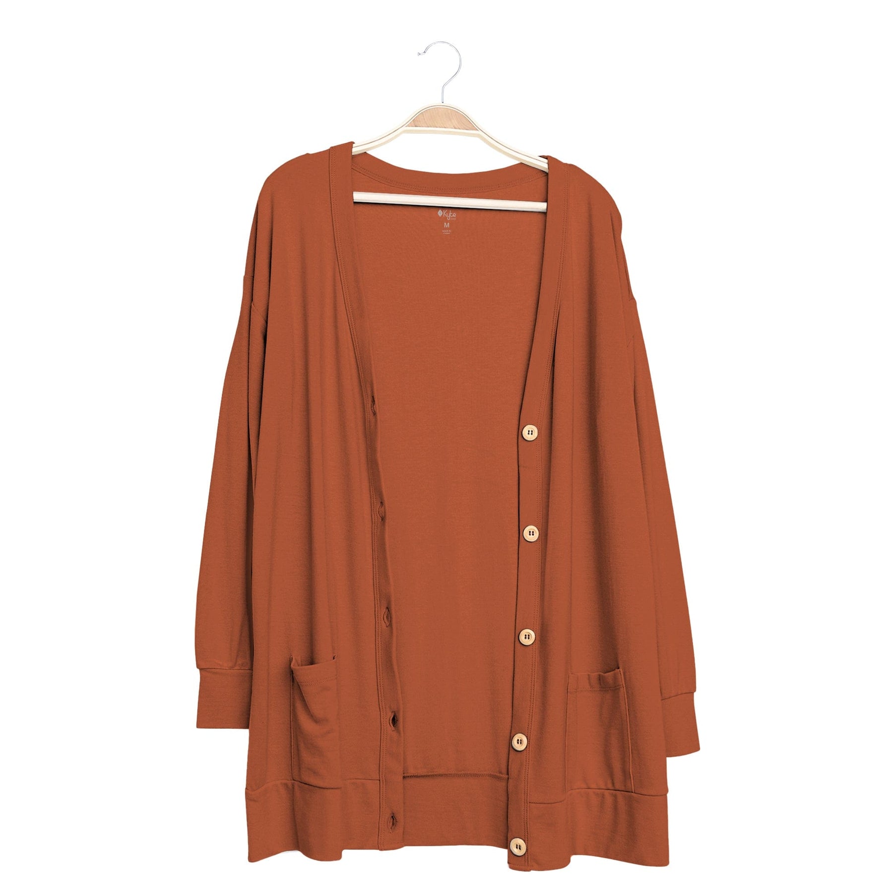 Kyte BABY Adult Bamboo Jersey Cardigan Bamboo Jersey Adult Cardigan in Rust